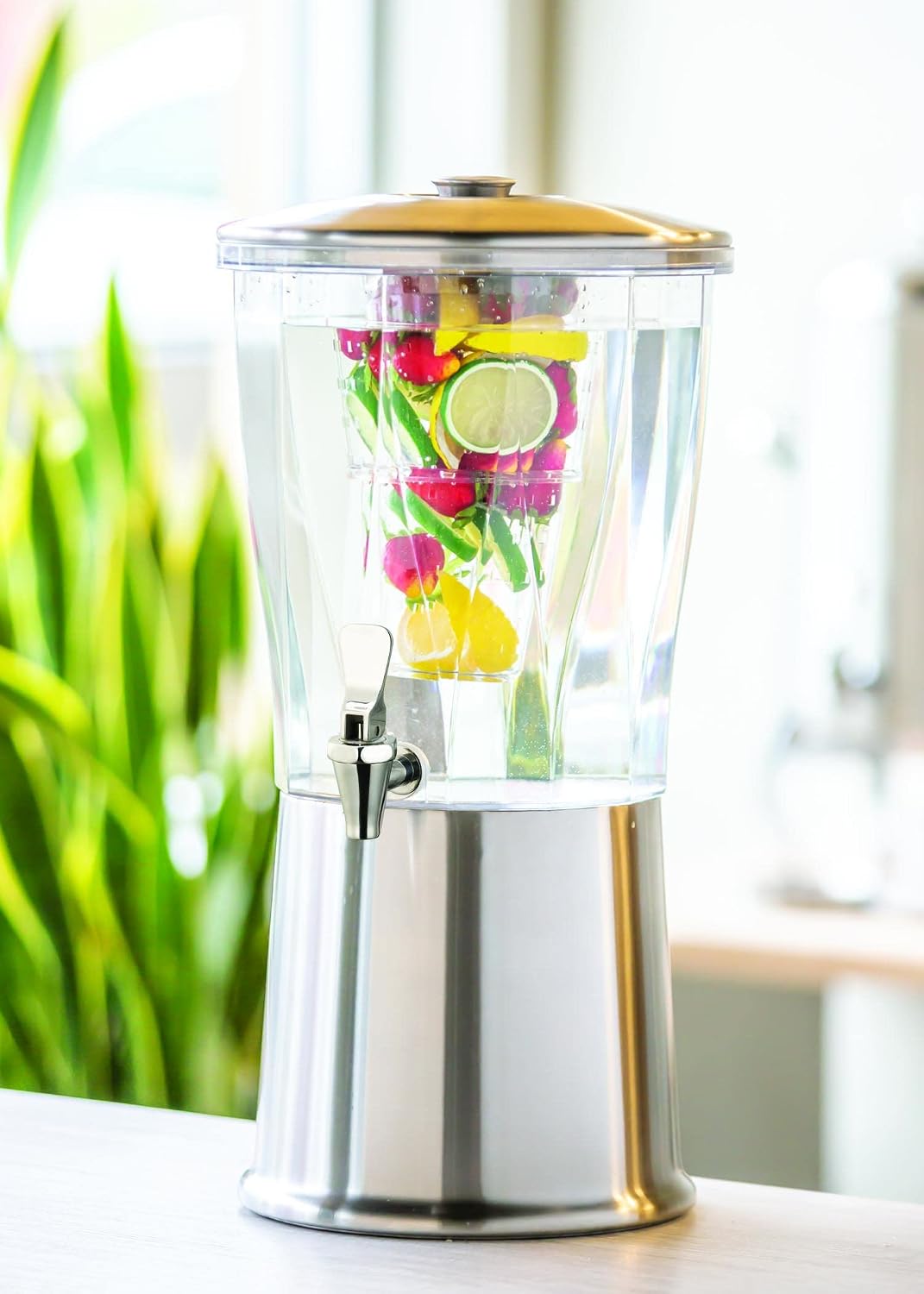 Service Ideas CBDRT3BSSS Elite Beverage Dispenser with Infuser Tube, Stainless Steel and Plastic, NSF, 3 Gallon, Brushed