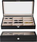 Sunglasess Organizer 12 Slot Wood Glasses Case for Women Men, Eyeglasses Storage Box, Sunglasses Holder Display