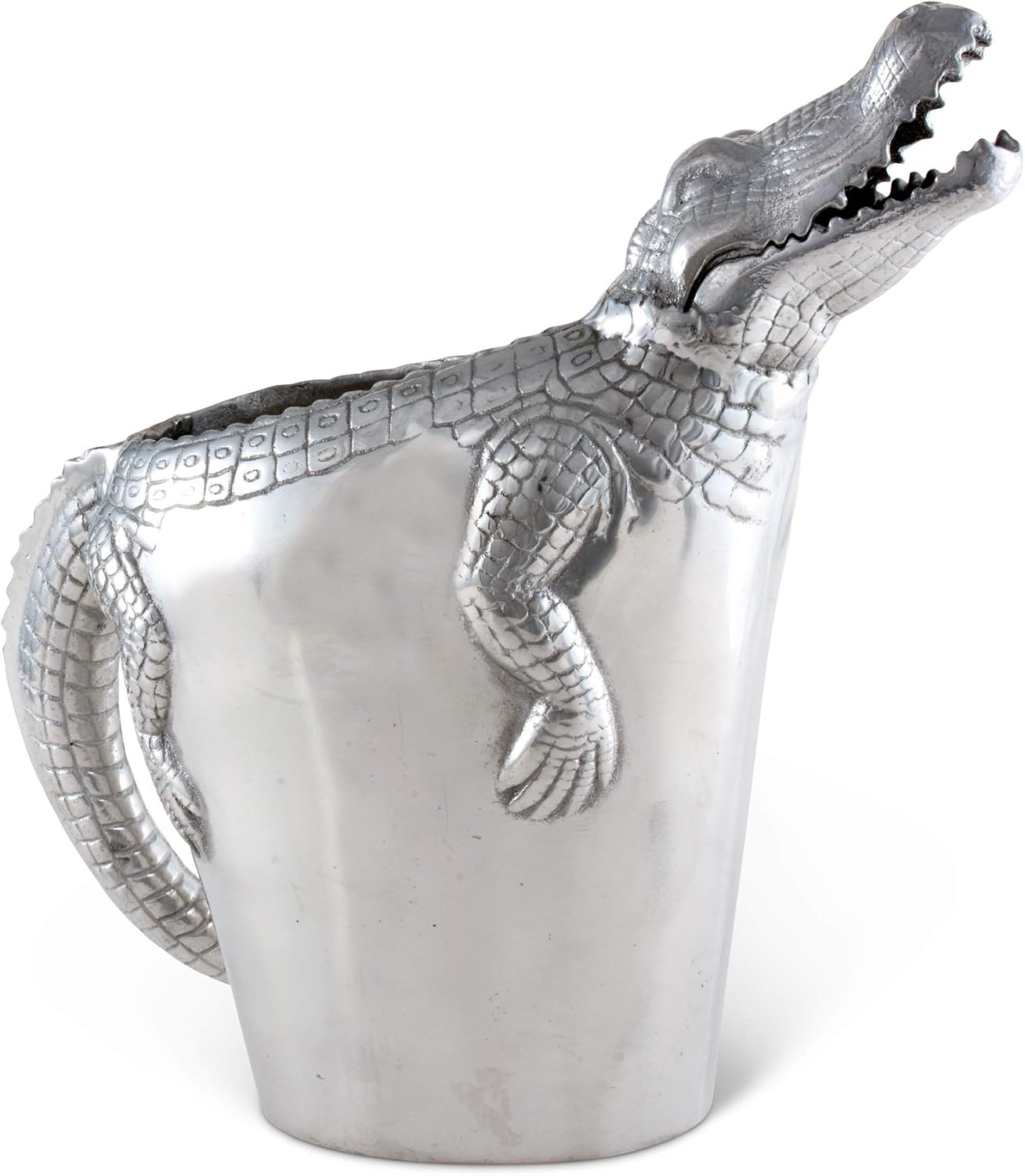 Arthur Court Alligator Pitcher Water Jug for Hot/Cold Water, Ice Tea and Juice Beverage Tropical Cajun Croc Gator Styling 12 inch Tall