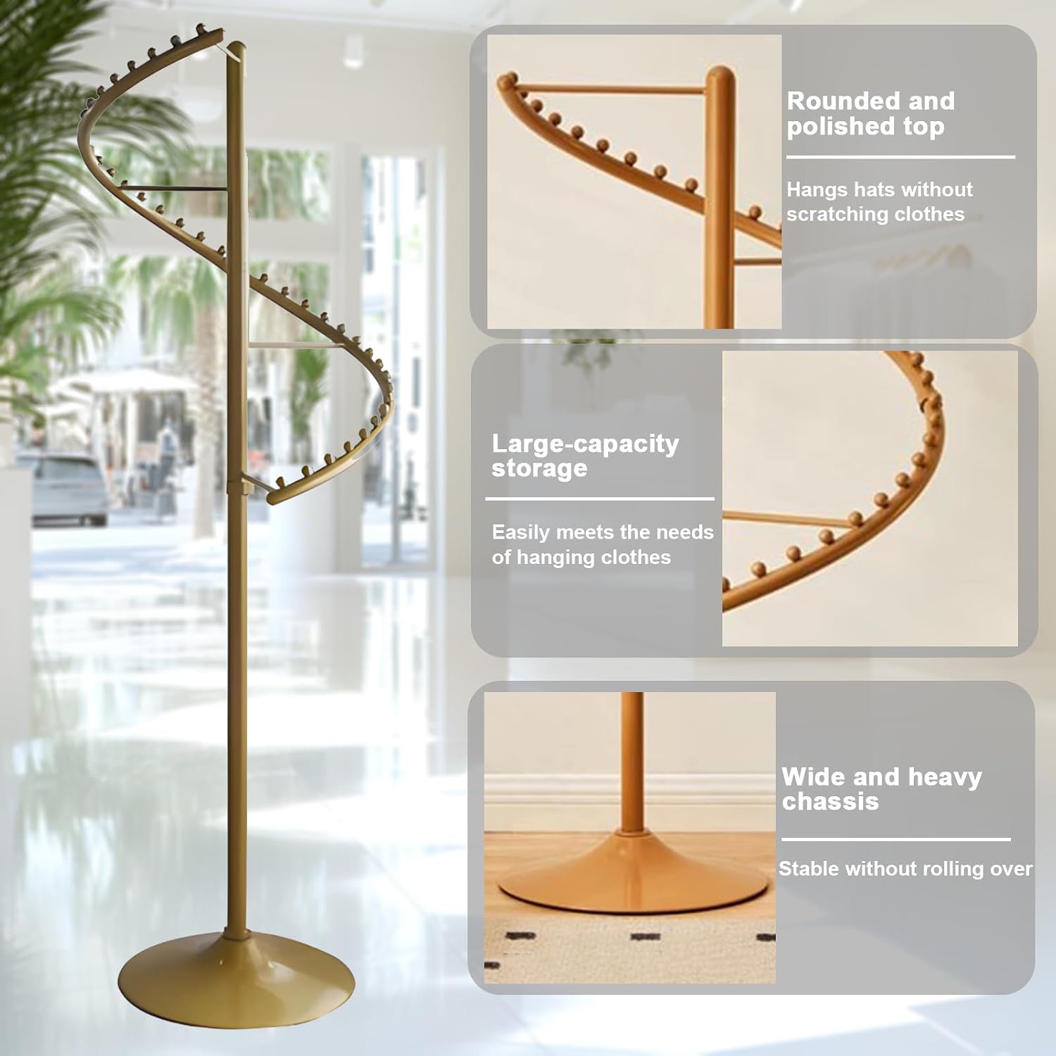 Spiral Clothing Rack, Freestanding Rotating Clothes Hanger,Modern Retail Clothes Display Racks for Storage, Boutique Clothe Rack for Bedroom Living Room and Store
