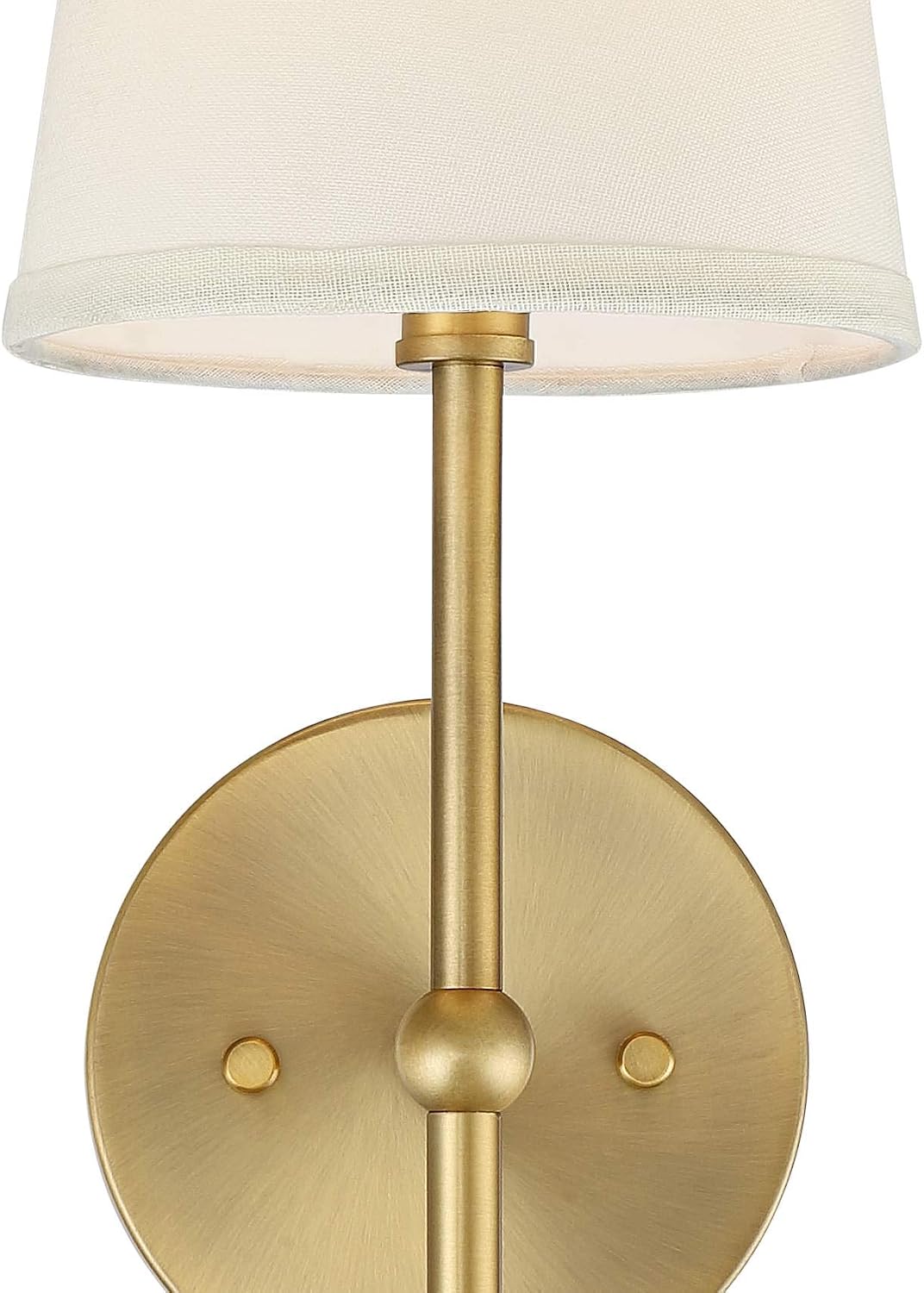 Possini Euro Design Elena Modern Wall Light Sconces Set of 2 Warm Brass Gold Metal Hardwired 6' Cream Linen Shade for Bedroom Bedside Living Room House Home Hallway Dining Kitchen