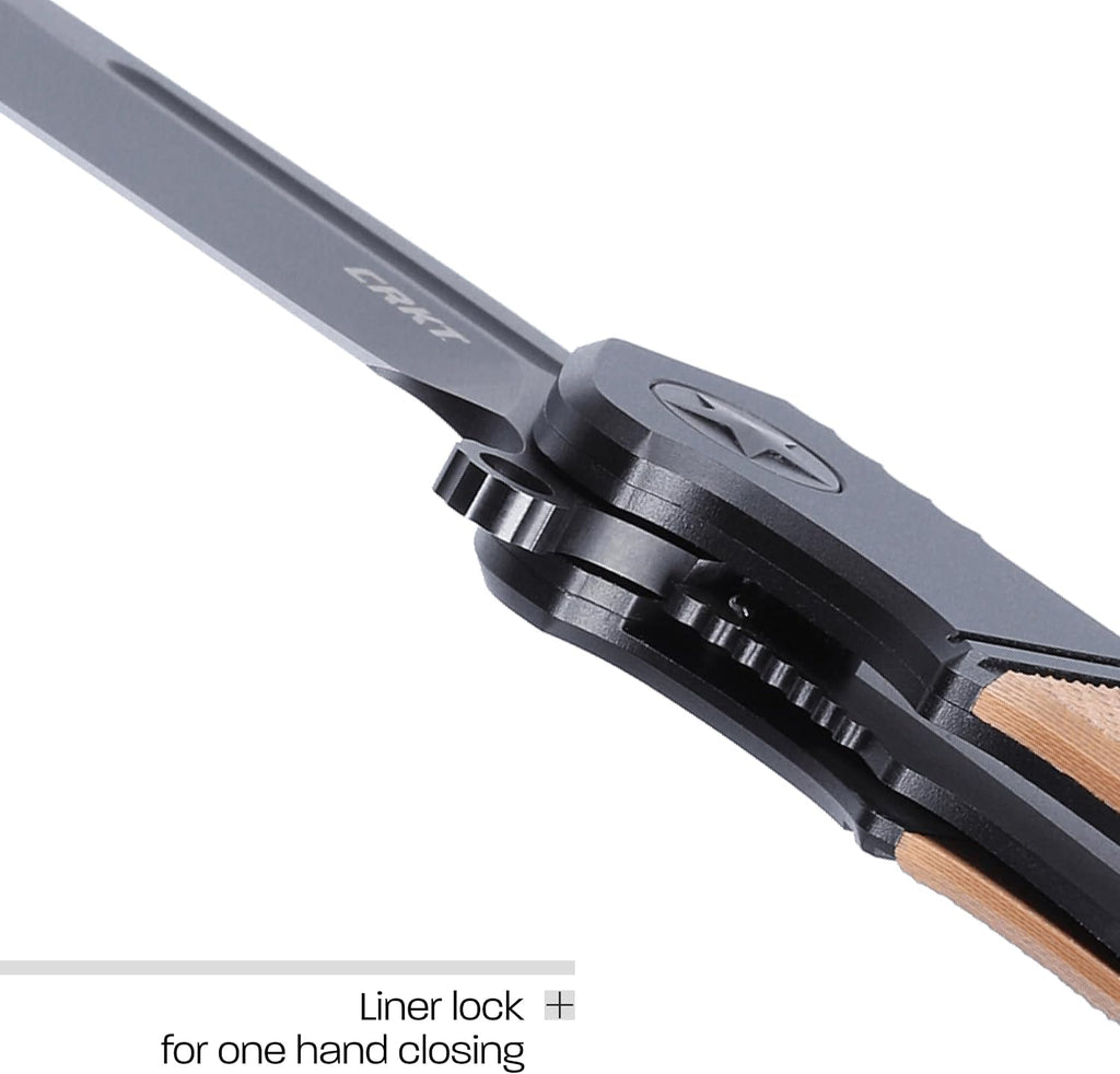 CRKT Homefront Compact Everyday Carry EDC Pocket Folding Knife with Liner Lock: S35VN Plain Edge Blade, G10 w/Aluminum Bolster Handle, Pocket Clip, K245BKP