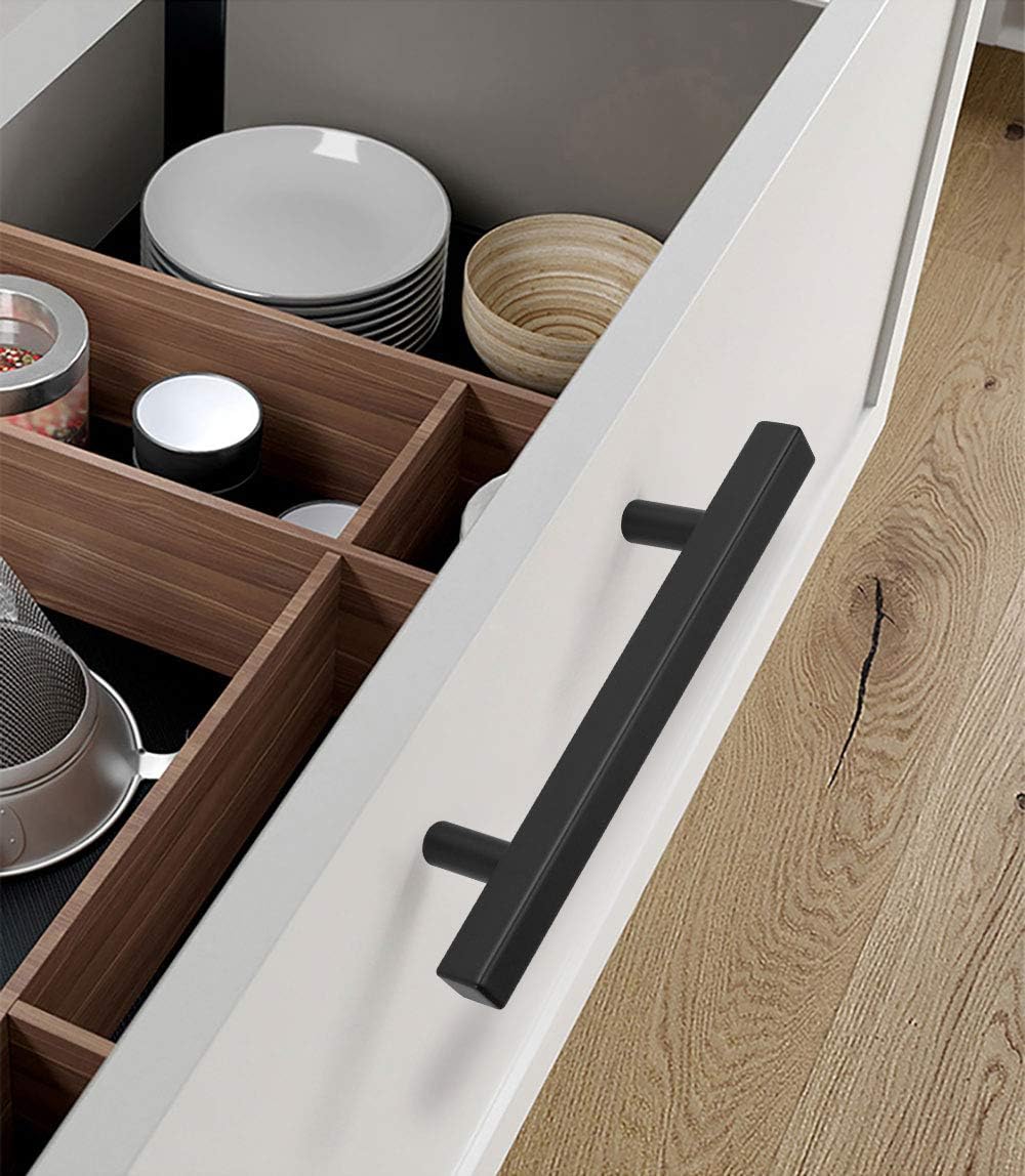 Peaha Case of 50, Cabinet Pulls 4in Drawer Handle - PHJ22BK102 Black Handles for Dresser Drawers Kitchen Cabinets File Hardware