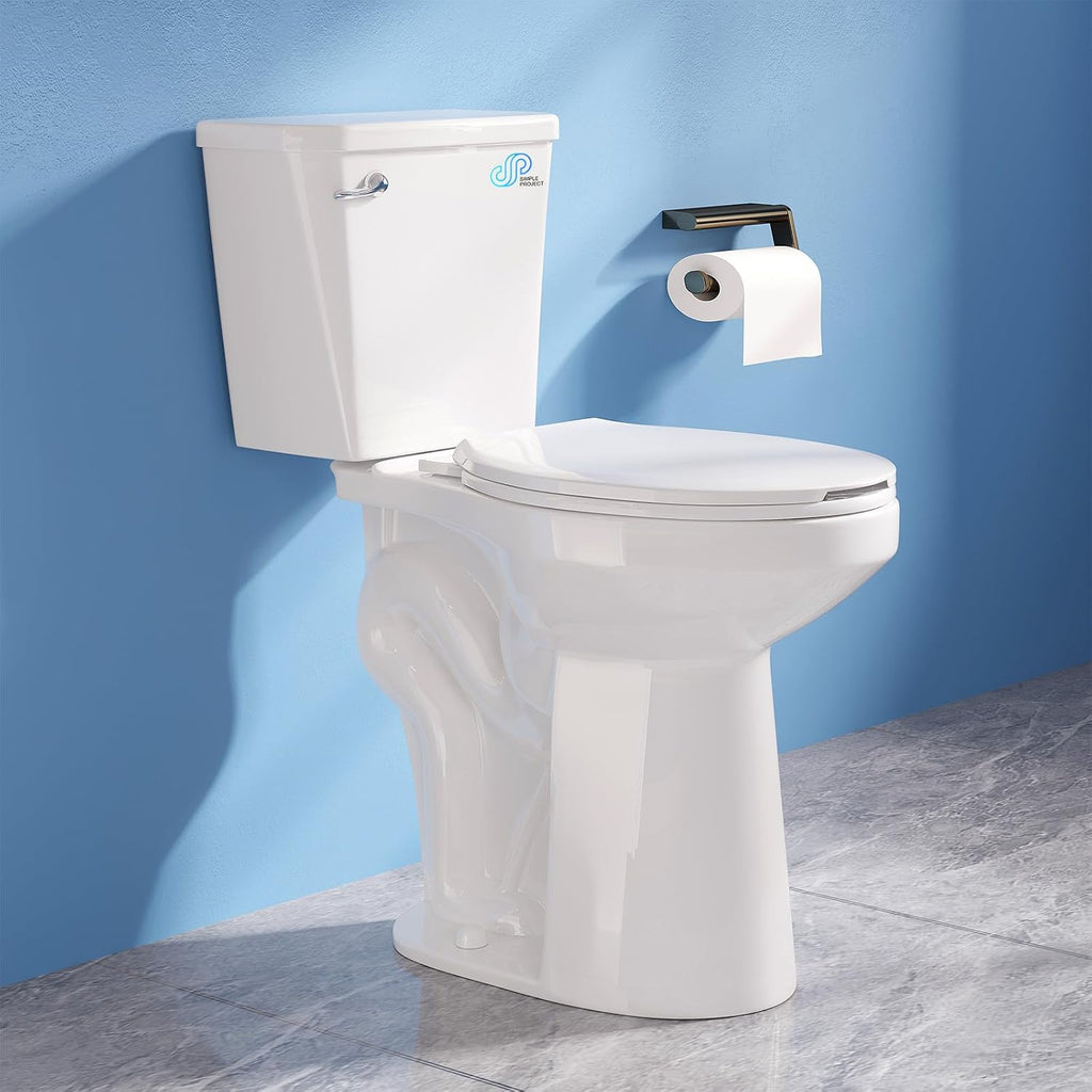 Simple Projet Tall Toilets for Seniors 21 inch Extra High Toilets, Comfort Bowl Heigh 21', Seat Height 22', Two-Piece Toilet 1.28GPF Powerful, 12 Inch Rough-in, White Color, for Bathroom