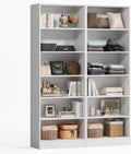 VOWNER 50'' Freestanding Closet System with 10 Adjustable Shelves, Wood Walk-in Closet Organizer System, Clothes Garment Rack, Adjustable Shelving Unit, Small Wardrobe Closet Bedroom Entryway
