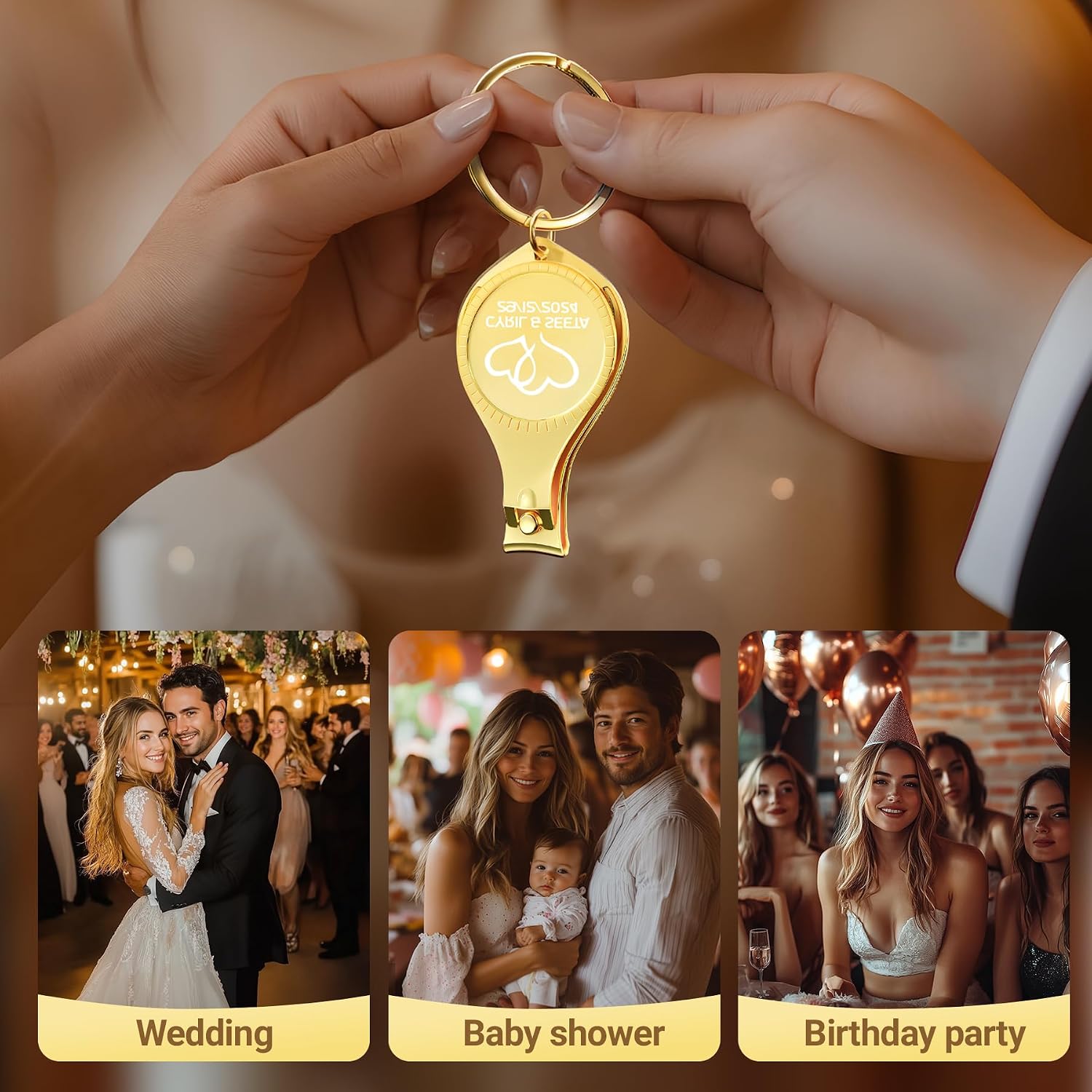 100pcs Personalized 4 in 1 Multi Function Bottle Opener, Gold Nail Clipper, Wedding Favors Brewery, Private Customized, Multitool Gifts for Men