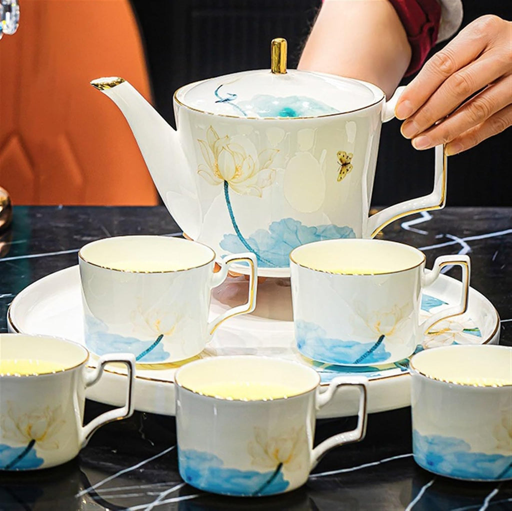 Beverage Serveware Modern teapot and teacup set coffee set combination Jingdezhen tea set with rotating tray Water Carafe