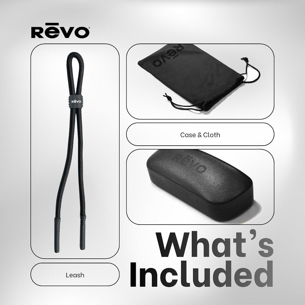 Revo Vertex 65MM Wraparound Rectangular Sunglasses For Men For Women + Bundle Leash + BUNDLE with ACCESSORY EYEWEAR
