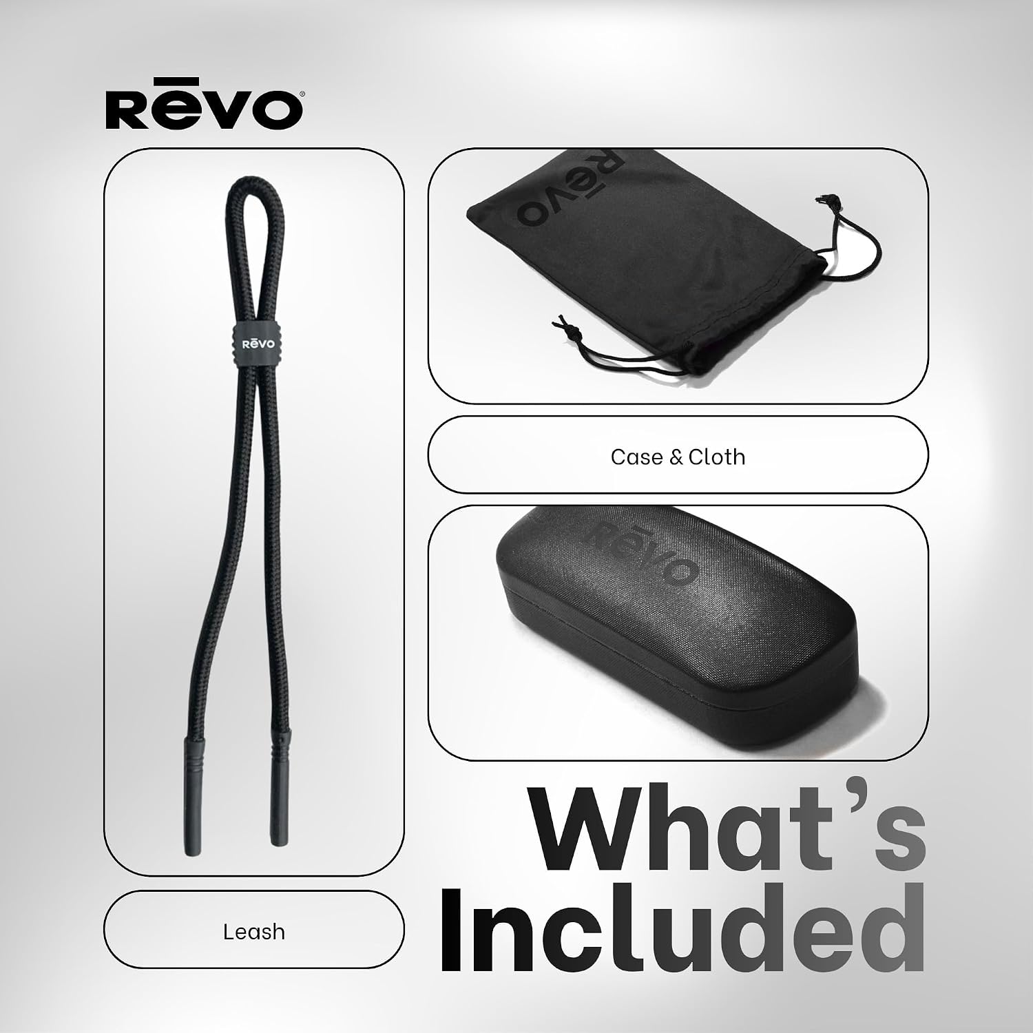 Revo Vertex 65MM Wraparound Rectangular Sunglasses For Men For Women + Bundle Leash + BUNDLE with ACCESSORY EYEWEAR