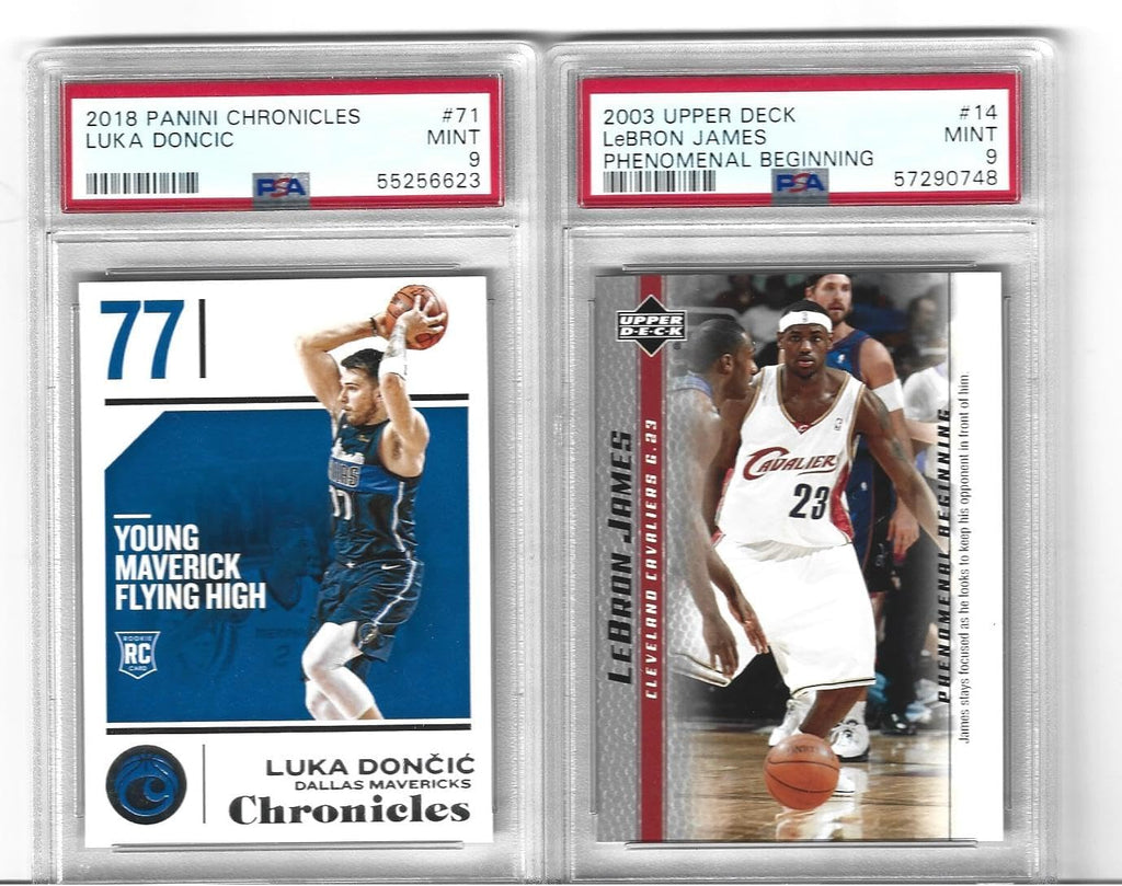Graded Psa Mint 9 Lebron James & Luka Doncic 2 Card Basketball Rookie Lot Lakers Superstar Players! You Will Receive Both Cards