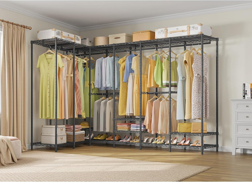 VIPEK U70 Extra Large Heavy Duty Clothes Rack, Freestanding Portable Closet for Bedroom Storage Wardrobe Closet Organizer Wire Clothing Rack for Hanging Clothes, Load 1670lbs, Black