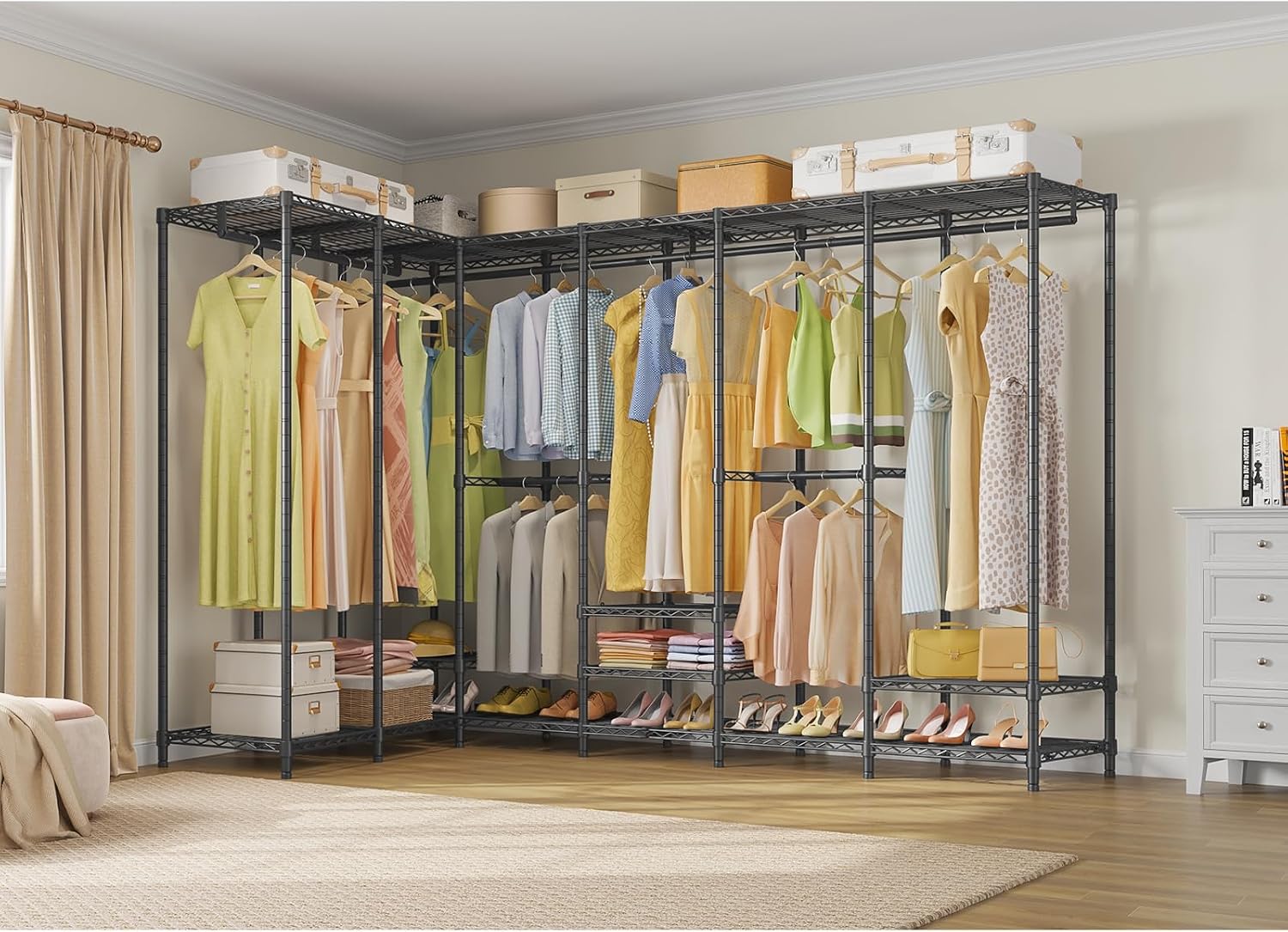 VIPEK U70 Extra Large Heavy Duty Clothes Rack, Freestanding Portable Closet for Bedroom Storage Wardrobe Closet Organizer Wire Clothing Rack for Hanging Clothes, Load 1670lbs, Black