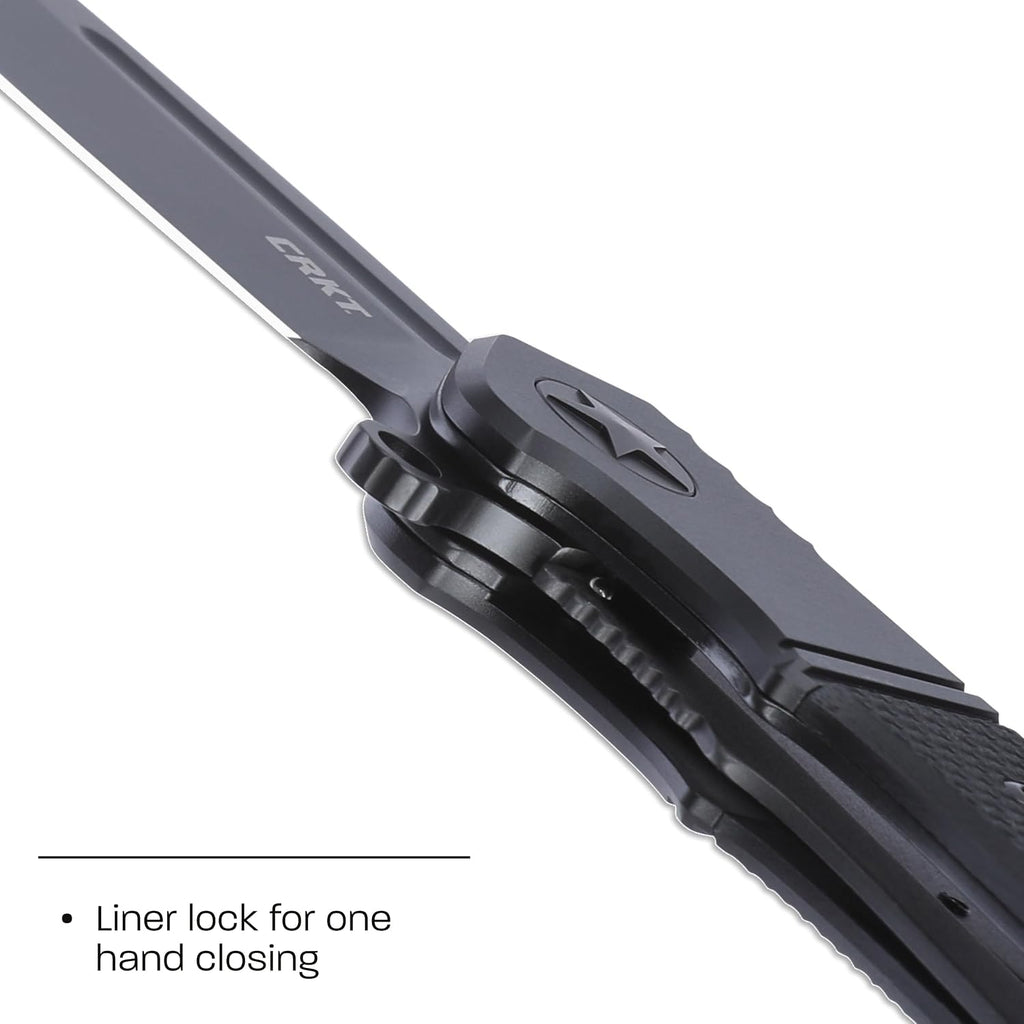 CRKT Homefront Compact Everyday Carry EDC Folding Knife with Liner Lock: S35VN Steel Plain Edge Blade, G10 Handle with Aluminum Bolster, K245KKP