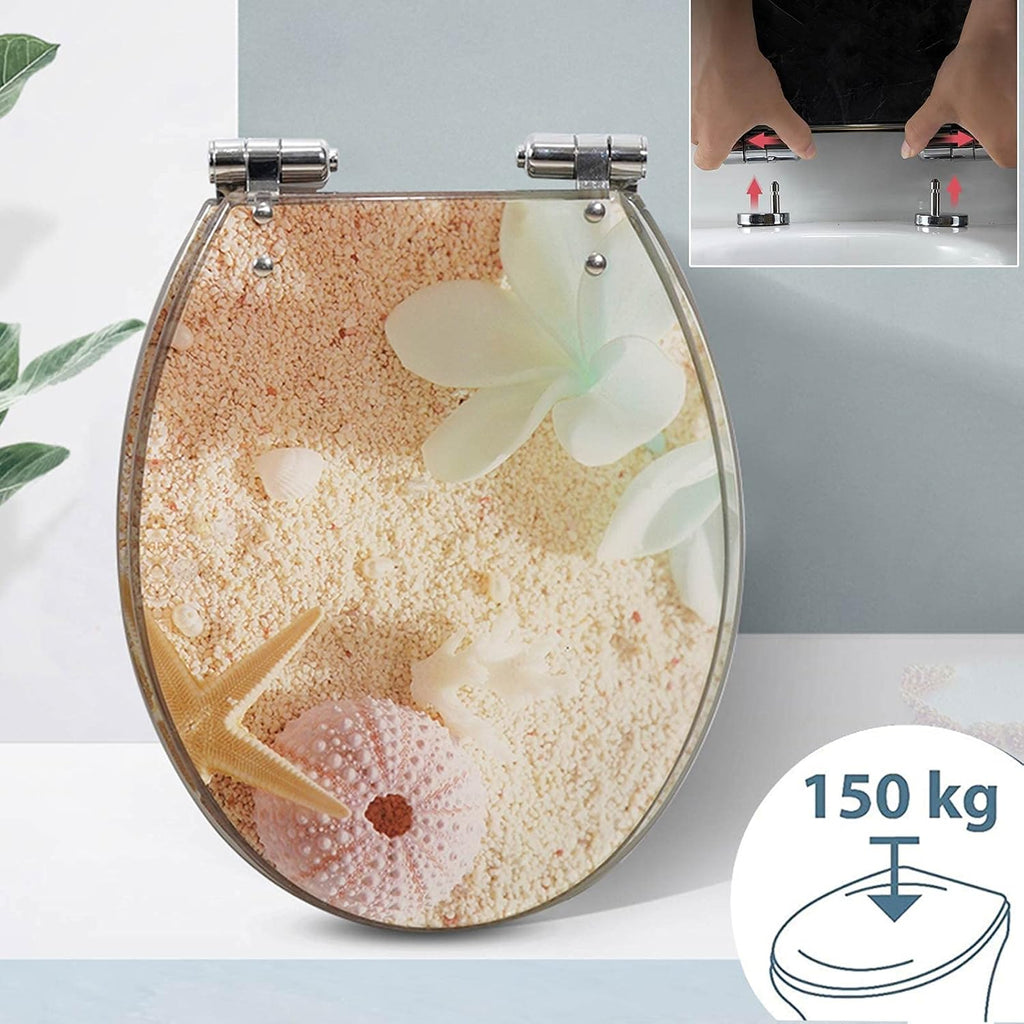 Toilet Seat Quick Release Toilet Seat, Heavy-Duty Soft Close Toilet Lid Oval Shape, Multi-Color Resin Toilet Seat Adjustable Hinges