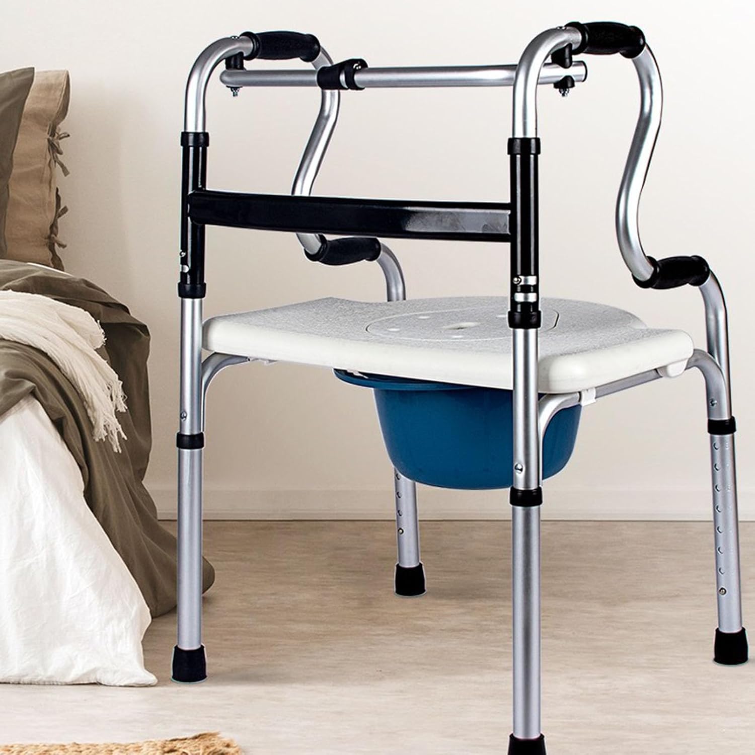 Raised Toilet Seat with Handles Up to 320 Lbs, Elevated Handicap Toilet Seat Riser for Seniors with Soft Padded, Height Adjustable, Stand Alone Toilet Safety Frame, Fit Any Toilet
