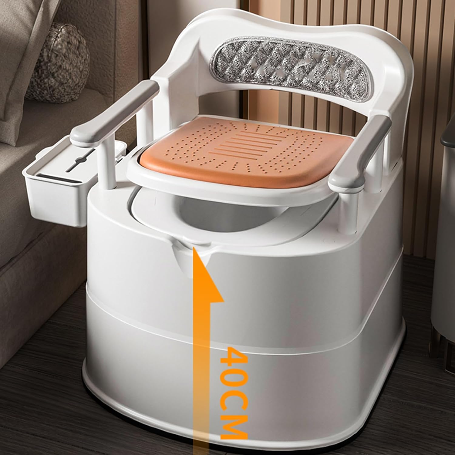 Heavy Duty Bedside Toilet,Movable Toilet Home for The Elderly Padded Seat Commode Chair with Arms Suitable People Inconvenient Legs and Feet (D)