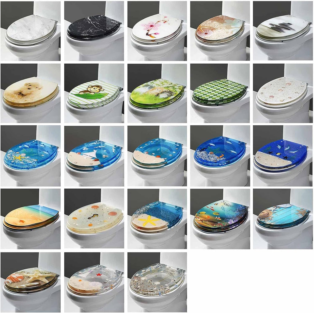 Toilet Seat Quick Release Toilet Seat, Soft Close Toilet Lid Oval Shape, Multi-Color Resin Toilet Seat Adjustable Hinges
