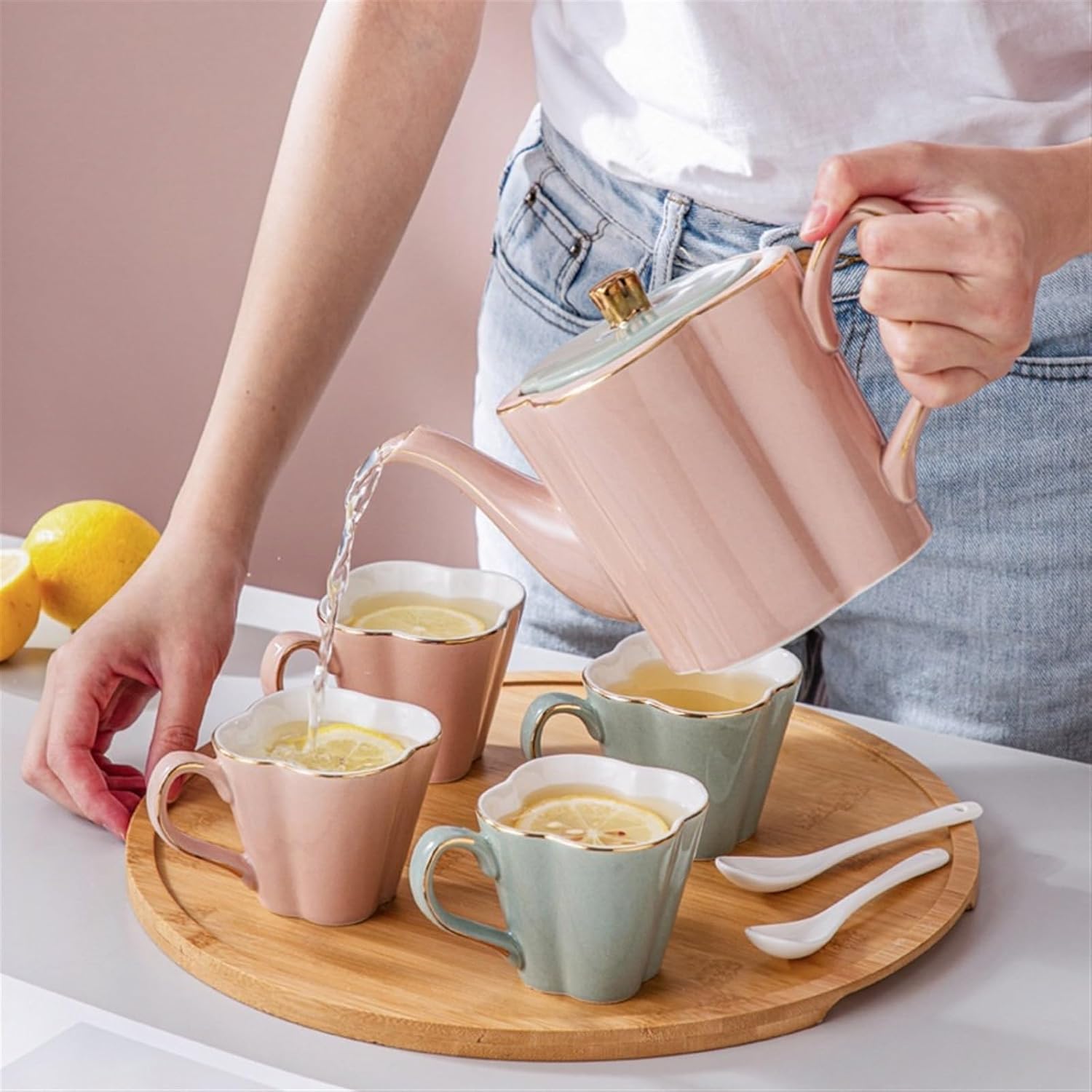 Beverage Serveware Tea cup kettle ceramic cup family set water cup water set tea set home living room Water Carafe