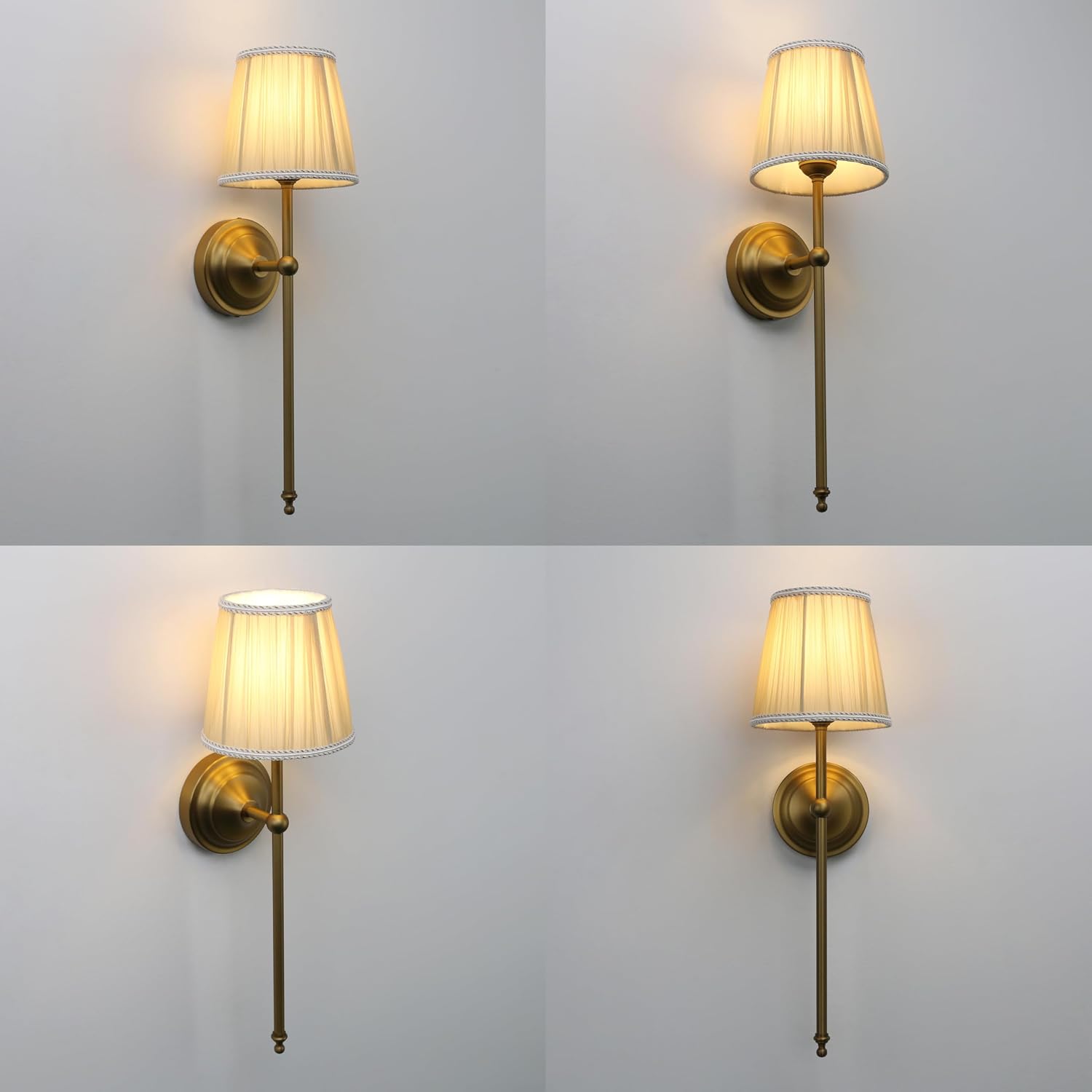 Phansthy Hardwired Brass Boho Wall Sconces Set of 2, Vintage Industrial Wall Lights 2 Pack, Vanity Light Wall Lamps with Lace Gauze Shade for Bedroom Living Room Hallway Decor (Antique + Khaki Shade)