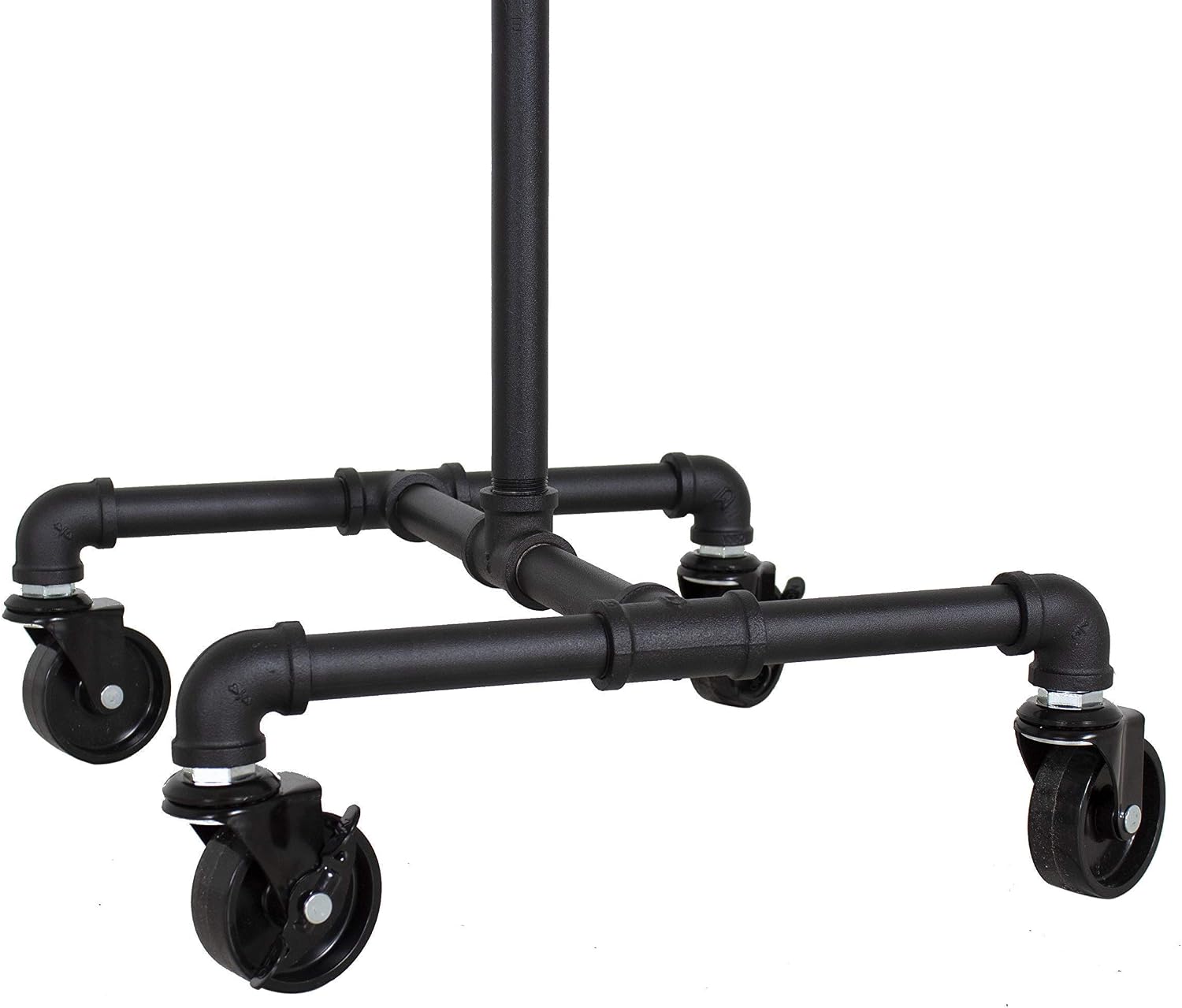 William Robert's Vintage Industrial Clothing Rack Heavy Duty Pipe 2-Way Black Powder Coated for Retail Store and Home