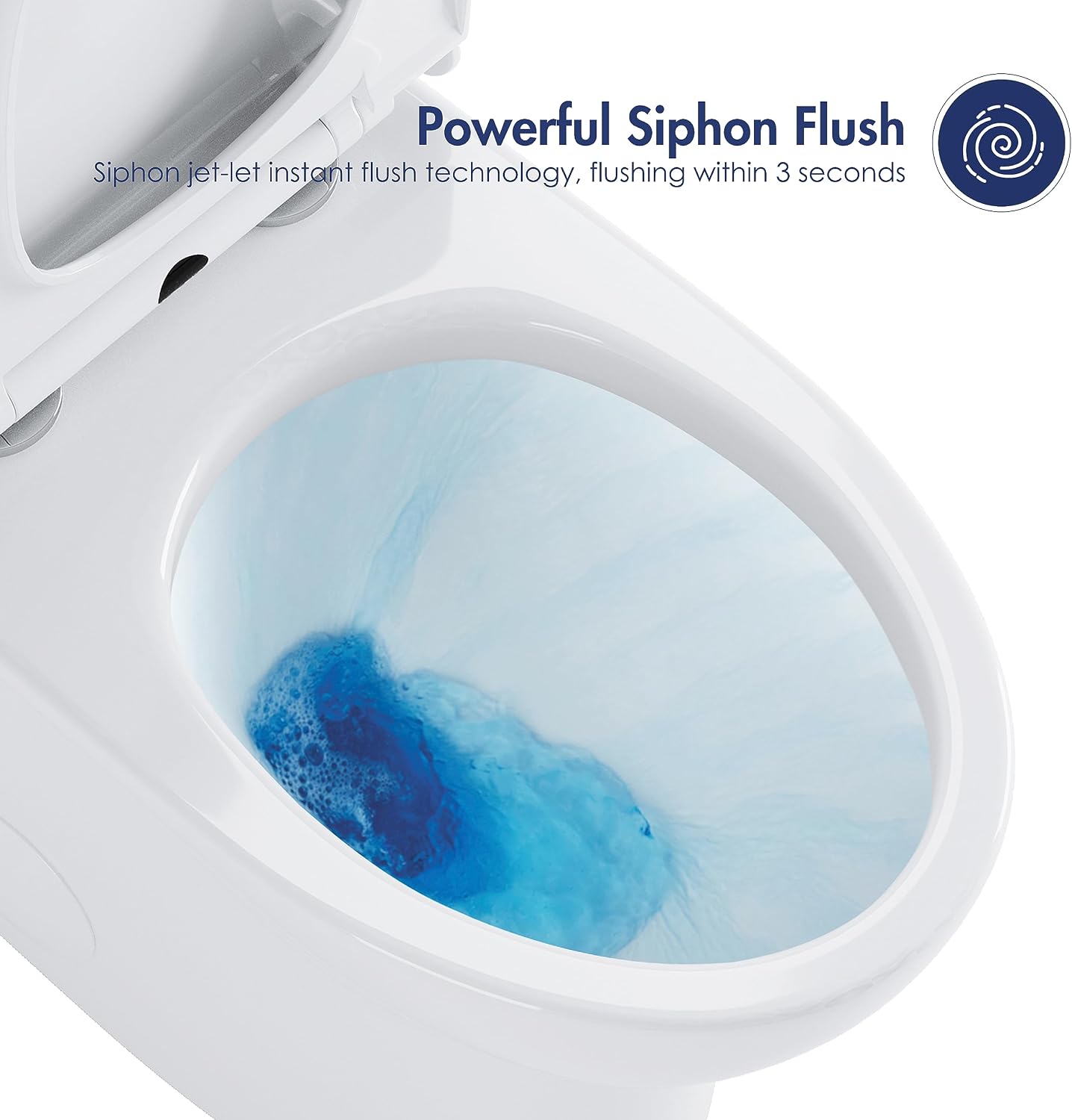 Eridanus One Piece Toilet, Elongated with Soft Closing Seat, Small Compact Toilet with 16⅜' Height Seat, Powerful & Quiet Dual Flush (1.1/1.6 GPF), 12' Rough-In