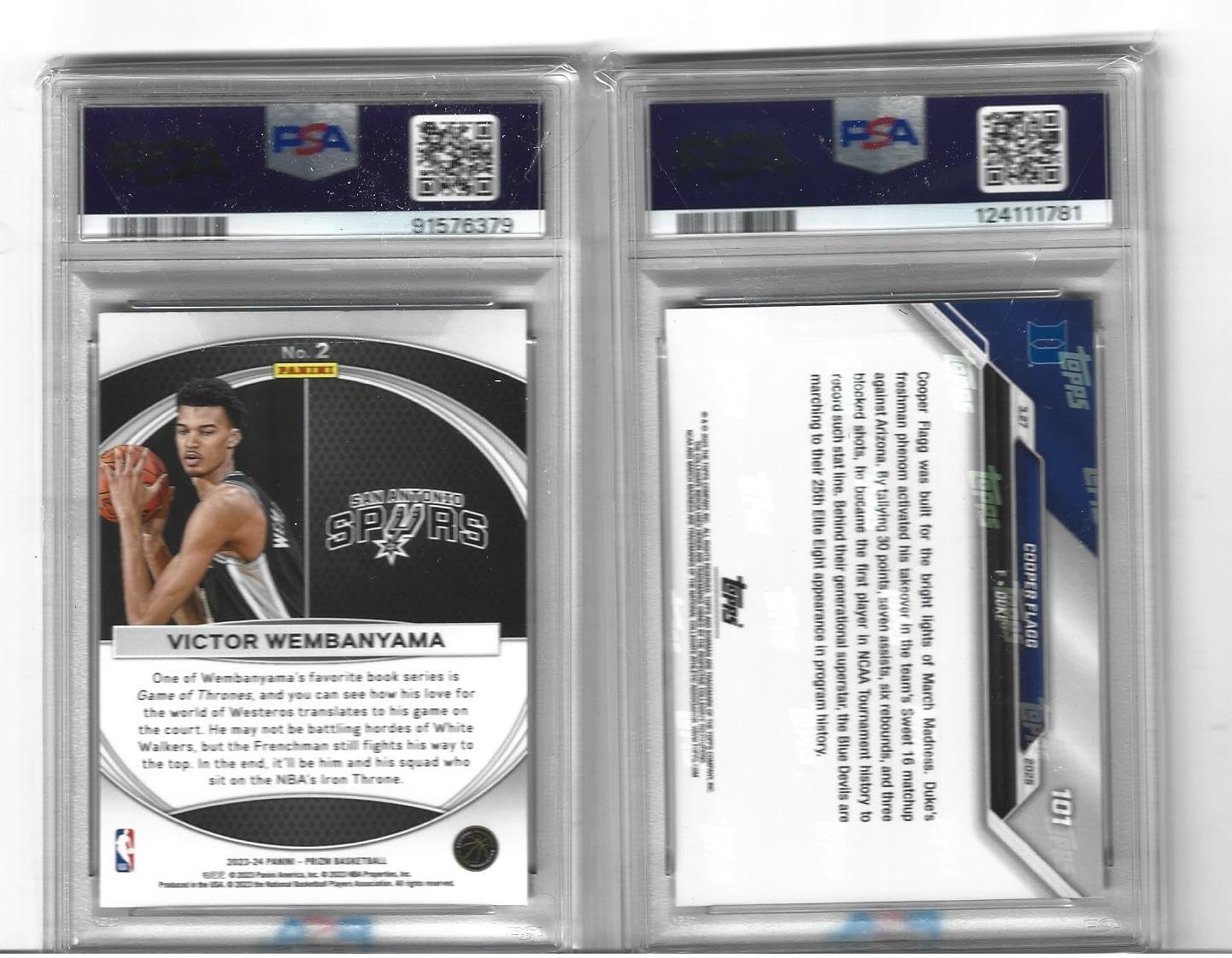 Graded Psa 10 Victor Wembanyama and Cooper Flagg Basketball 2 Card Rookie Rookie Lot Global Reach & Bowman U. Number 1 Draft Picks Young Superstar Players! You Will Receive Both Cards Shown