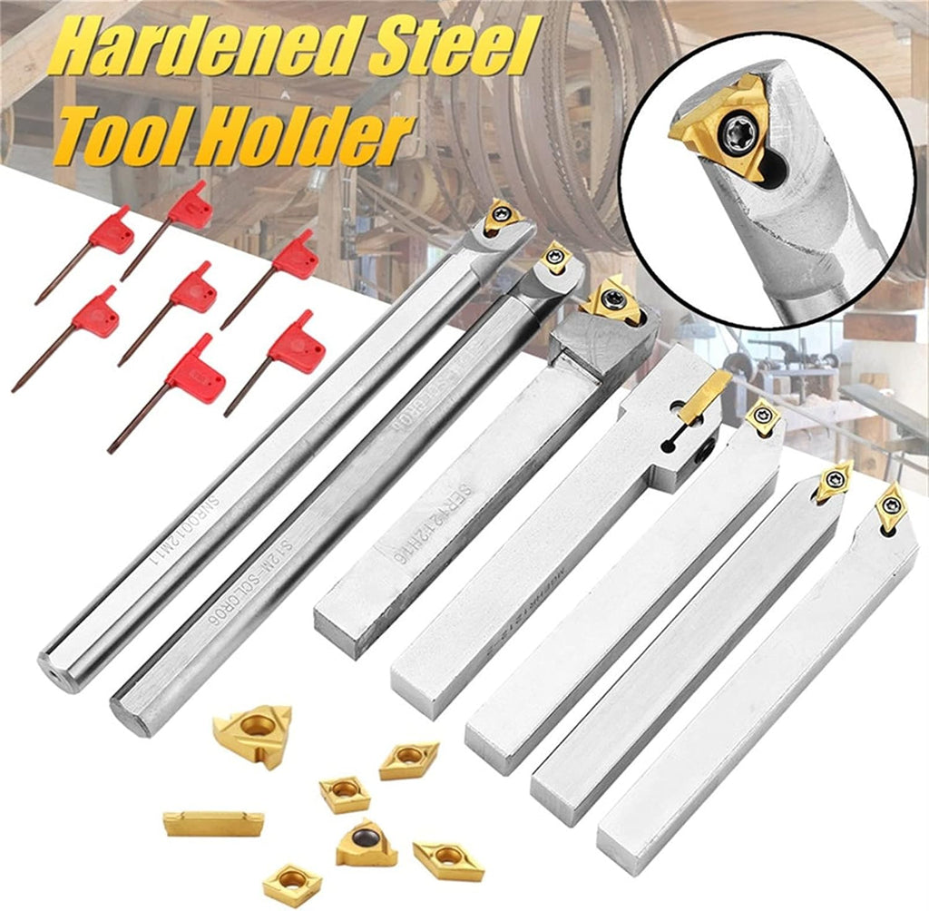 YFCDZVBH 50HRC 21pcs 12mm Turning Tool Holder Lathe Boring Bar + Carbide Insert + Wrench Set