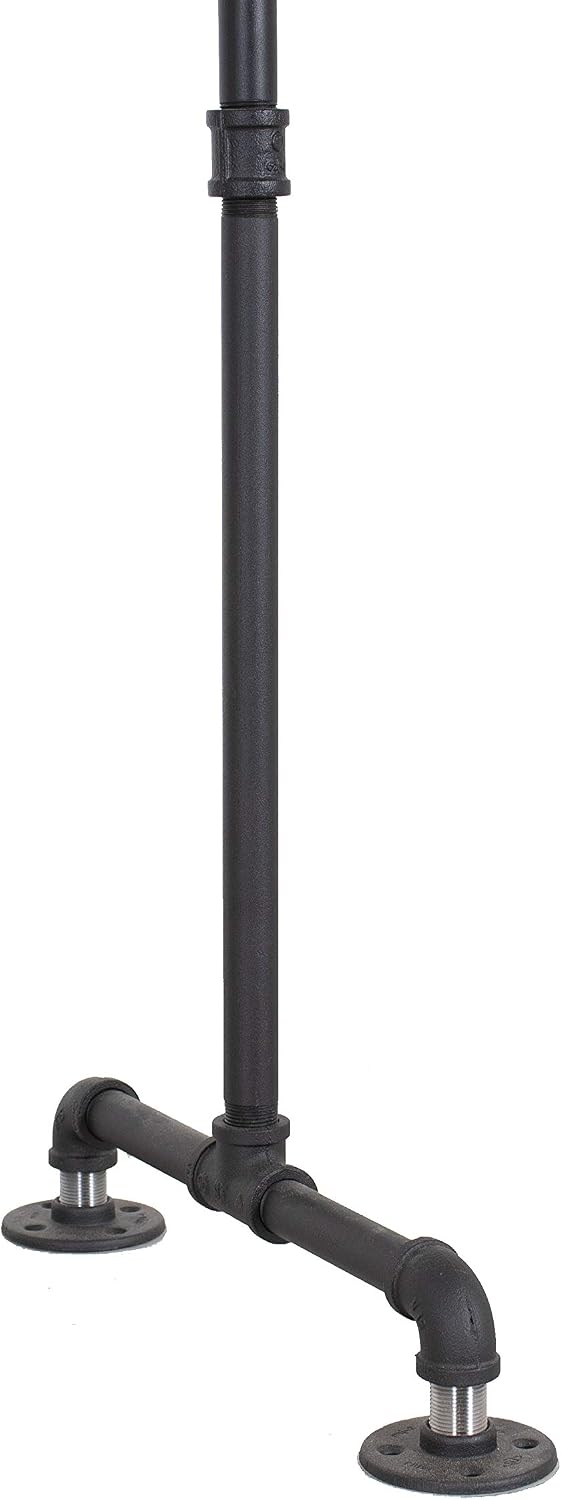 Industrial Pipe Clothing Rack with Solid Wood Top Shelf, Black, 43' W x 64' H x 17' D
