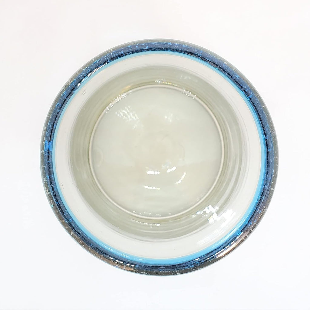 Aqua Blue Rim 20 oz Tall Iced Tea Glasses (set of 6) Mexican Handmade Glassware, Recycled Glass, Lead-free, Toxin-Free (Tall Iced Tea)