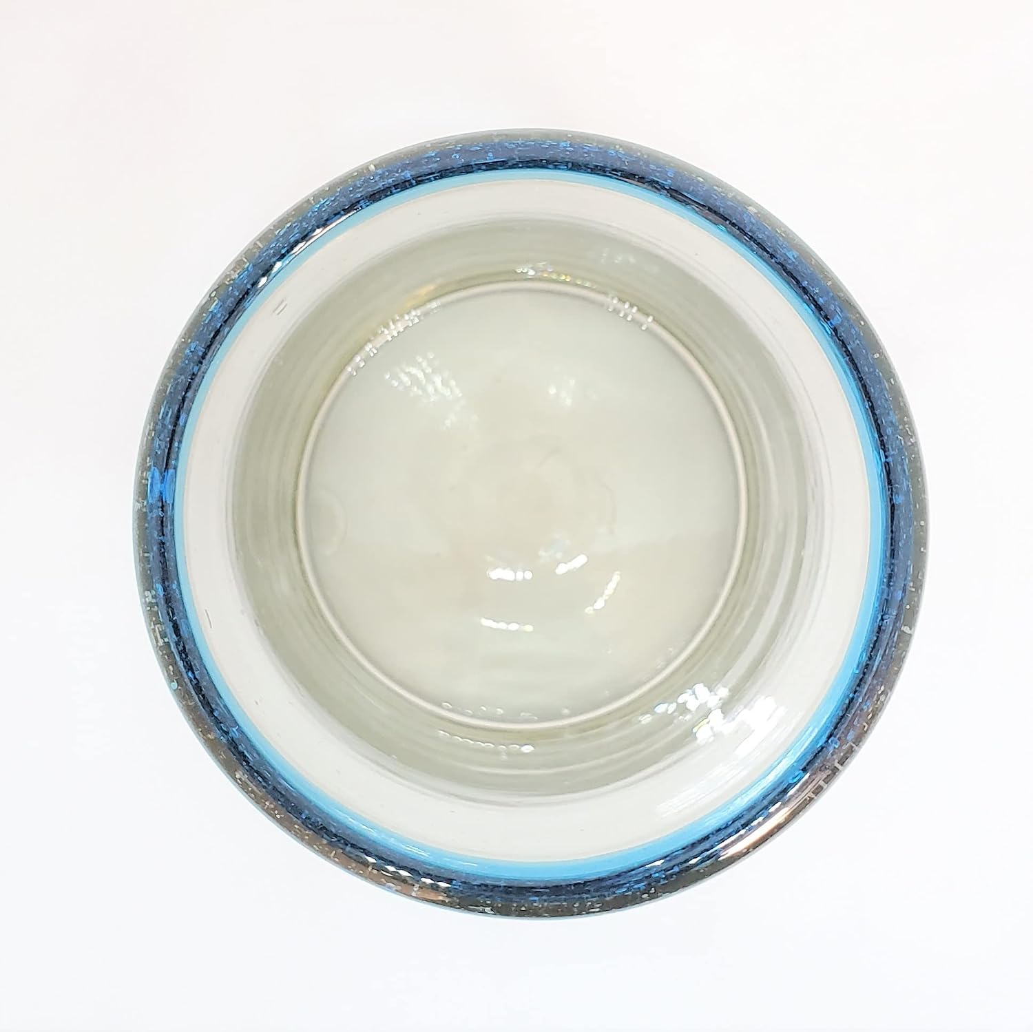 Aqua Blue Rim 20 oz Tall Iced Tea Glasses (set of 6) Mexican Handmade Glassware, Recycled Glass, Lead-free, Toxin-Free (Tall Iced Tea)