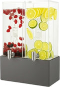 1.25 Gallon Dual Acrylic Beverage Dispenser with Gray Metal Stand – 2-Drink Server with Ice Chambers & Stainless Steel Spouts