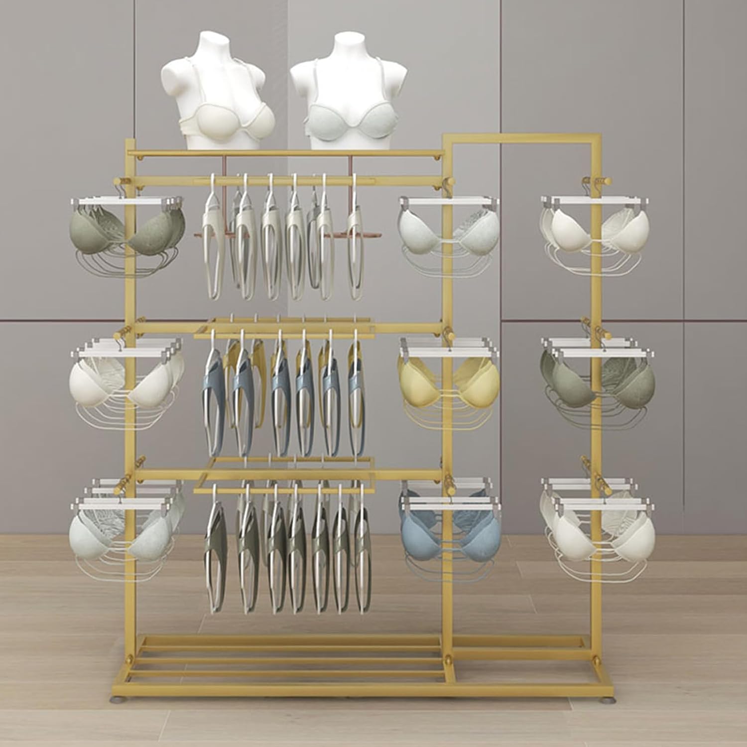Coat Rack Stand, Underwear Display Stands, Freestanding Clothing Store Boutiques Retail Lingerie Garment Rack, Commercial Shelves for Socks Bra Panties Scarves Storage, 80cm