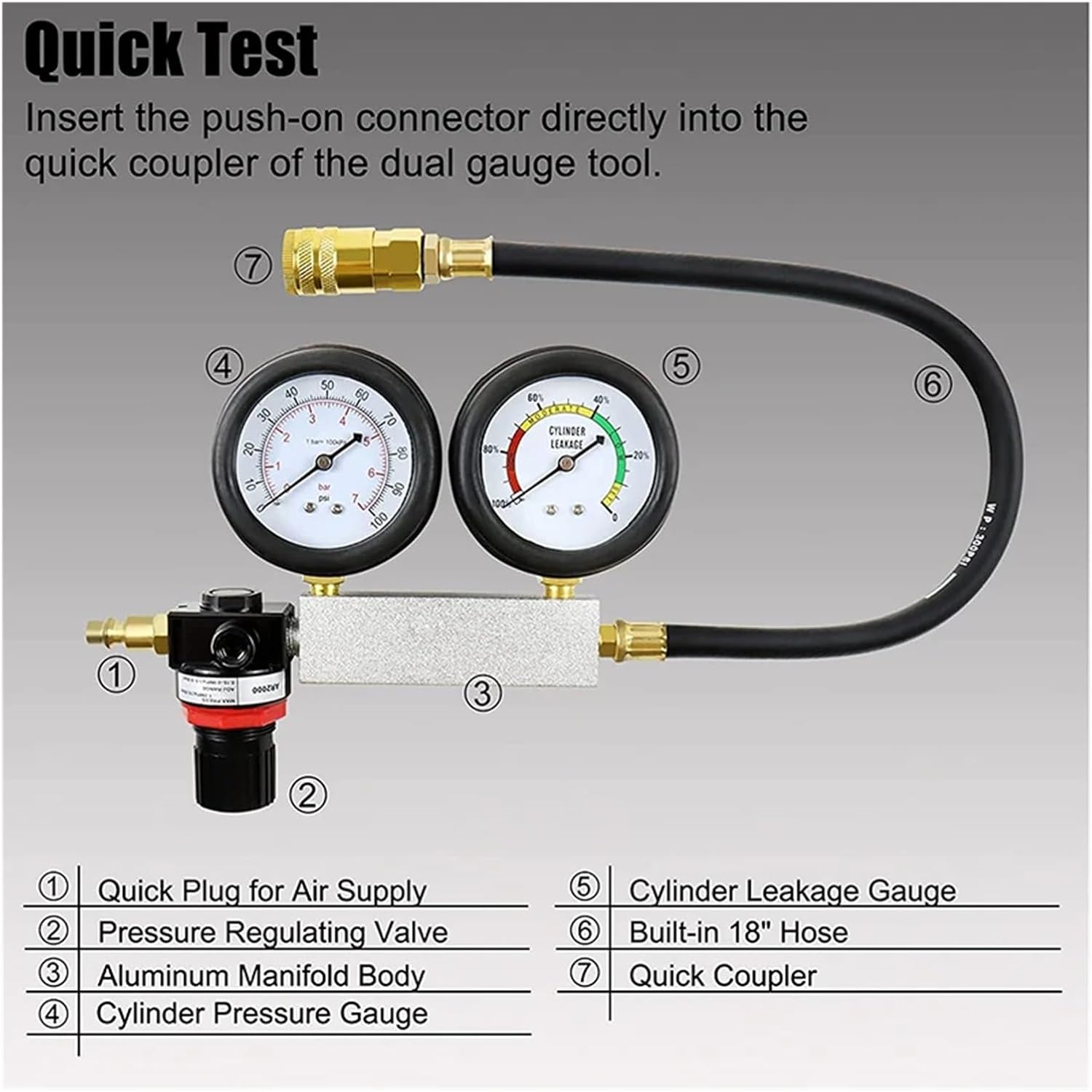 10PCS Cylinder Leak Detector Engine Compression Tester Kit Compatible with Pressure Check & Leakage Rate Test with Extension Rod Blue