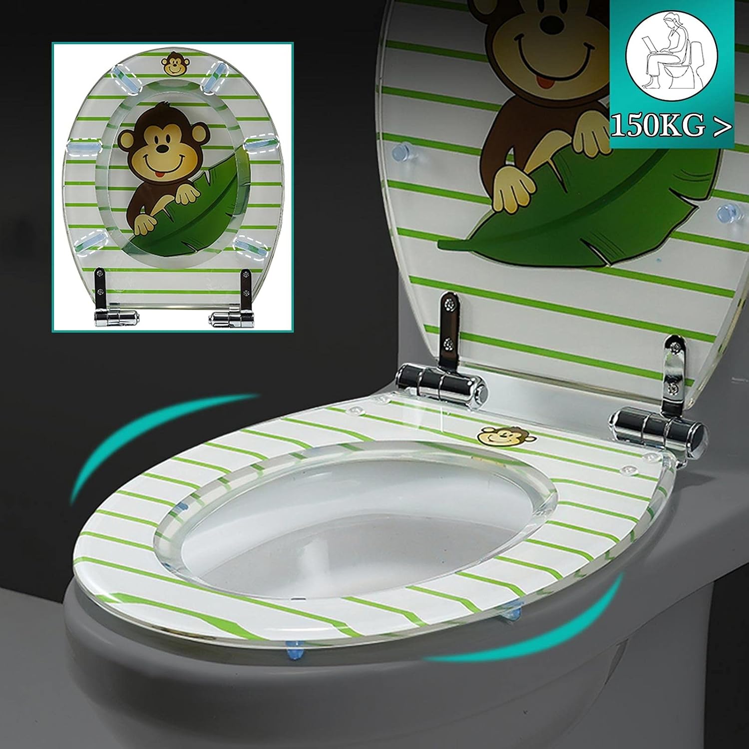 Toilet Seat Quick Release Toilet Seat, Heavy-Duty Soft Close Toilet Lid Oval Shape, Environmentally Friendly Resin Toilet Seat Adjustable Hinges
