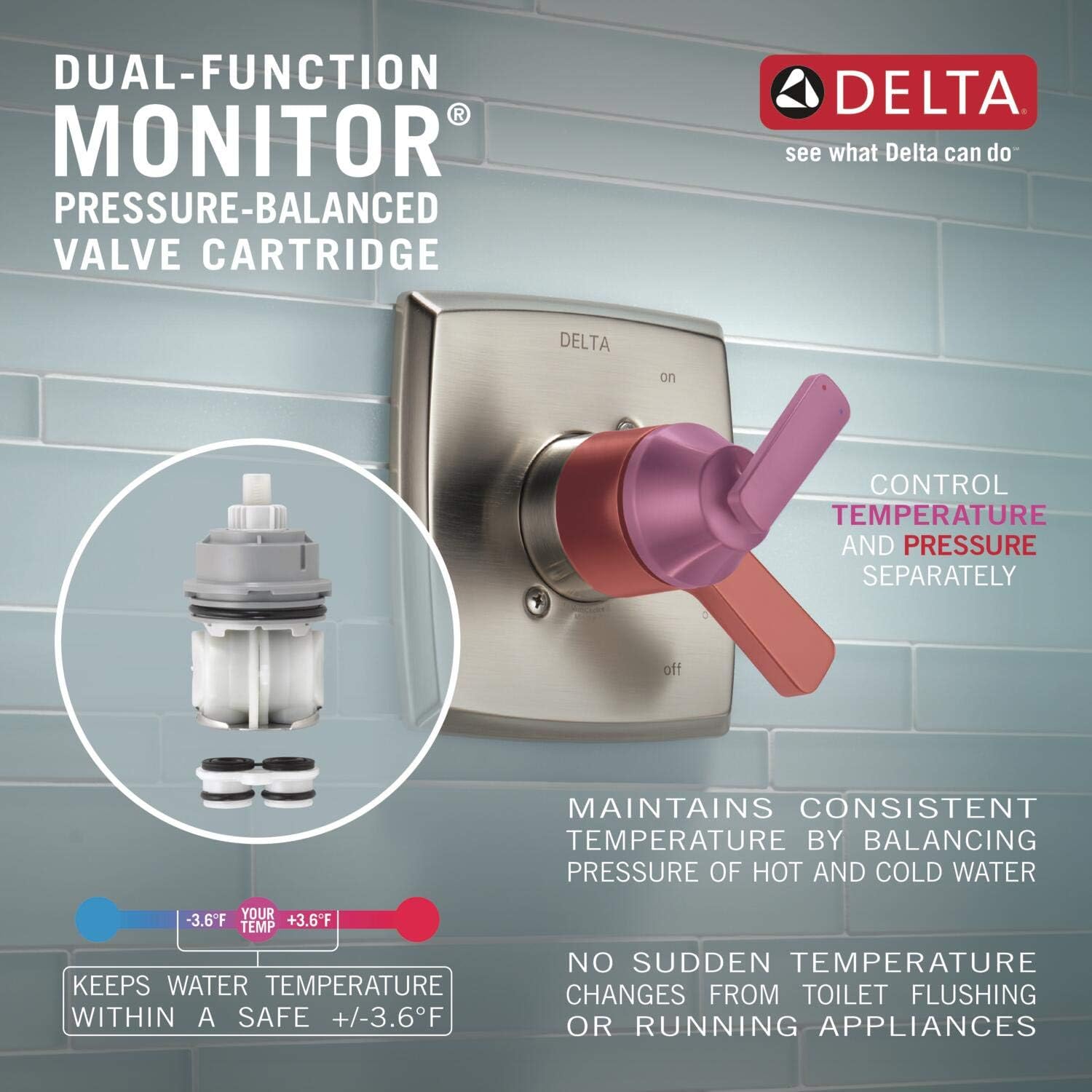 Delta Faucet Lahara 17 Series Dual-Function Shower Handle Valve Trim Kit, Chrome T17038 (Valve Not Included)