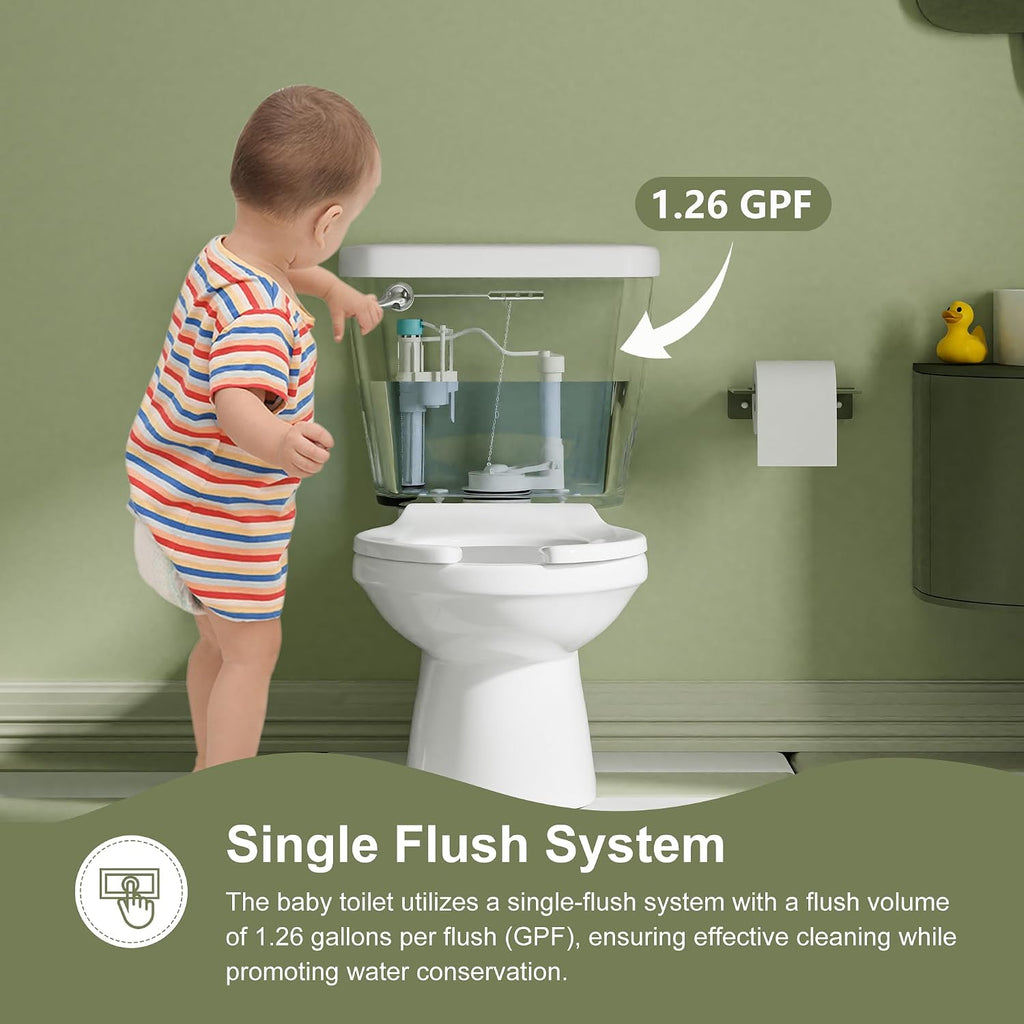 Simple Project Kids Toilet for Bathroom, 10 Inch Ceramic Baby Potty Training with Toilet Bowls, Children Toilets for Daycares,Welfare Home, Kid's Room-10.5' Bowl Height