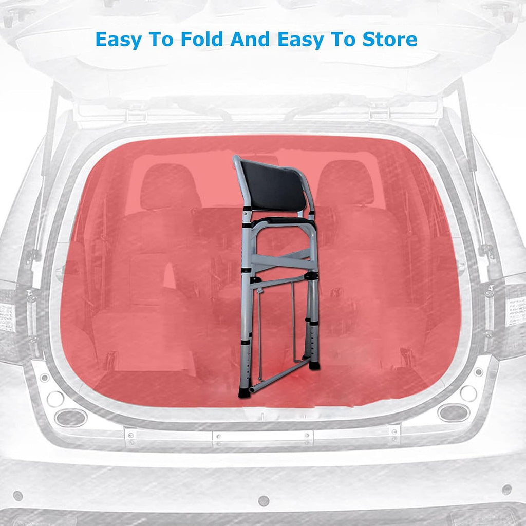 Bedside Commode Chair, Heavy-Duty Raised Toilet Seat with Handles, 6-Gears Height Adjustments, 180kg Capacity, Portable Bathroom Potty Chair for Adults