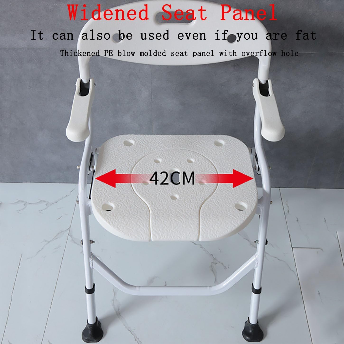 Shower Chairs for The Disabled,Bedside Toilet Chair with Anti-Slip Armrests,Foldable Commode Toilet,4 Levels Height Adjustable,Adult Potty Chair,No Installation Required