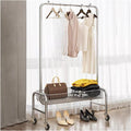 Garment Rack Rolling Clothes Rack With Storage Basket, Heavy Duty Metal Clothing Rack For Bedroom, Portable Clothes Organizer With Lockable Wheel, Freestanding Space-saving Coat Rac(Size:78X40X168CM)