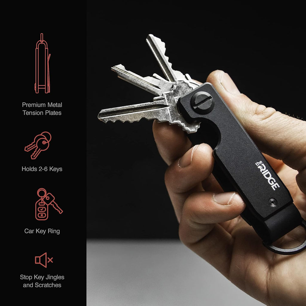 The Ridge Secure Essentials Bundle: Minimalist RFID-Blocking Slim Wallet with Cash Strap Forest Green & Compact Key Organizer Set Aluminum Black