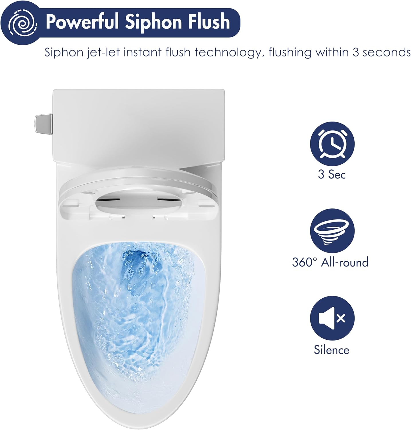 Eridanus One Piece Toilet Elongated With Soft Closing Seat, Comfortable ADA Compliant 17' Chair Height Seat, Powerful & Quiet Left Side Trip Lever Flush (1.28 GPF), 12' Rough-In