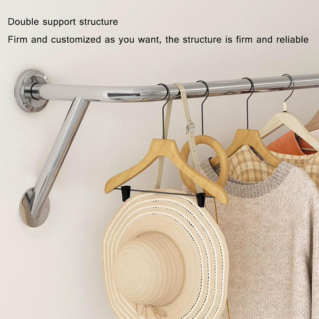 Wall-mounted Clothes Bar Garment Rack,stainless Steel Creative Retail Clothing Display Stand Boutique Commercial Coat Rack,multi-purpose Metal Bedroom Hanging Clothing Rod Home Towel Rack