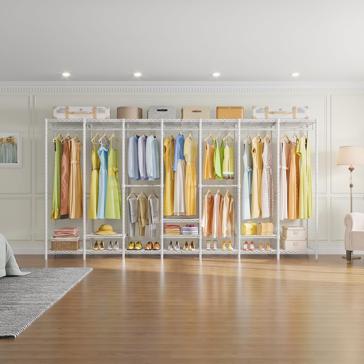 VIPEK V70 Extra Large Clothes Rack Heavy Duty Clothing Rack, Freestanding Wardrobe Metal Closet for Hanging Clothes, Bedroom Organizer and Storage, Max Load 1670lbs, White
