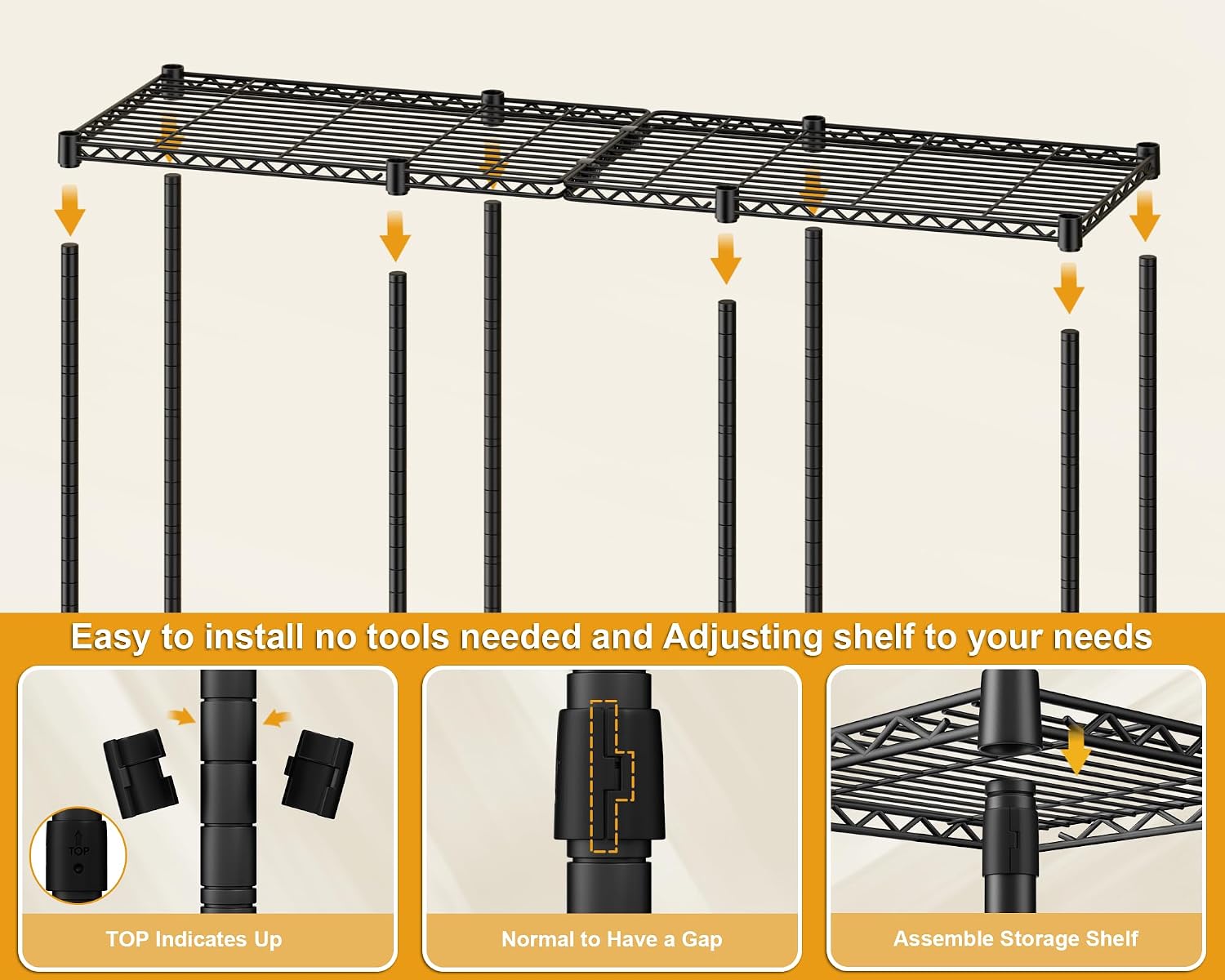 ULIFHOME E14C Heavy Duty Closet Organizer System，Freestanding Clothing Racks for Hanging Clothes，Adjustable Garment Rack 58' W × 16' D × 77' H Hold 860 lbs，Black Rack with Black Dustproof Cover