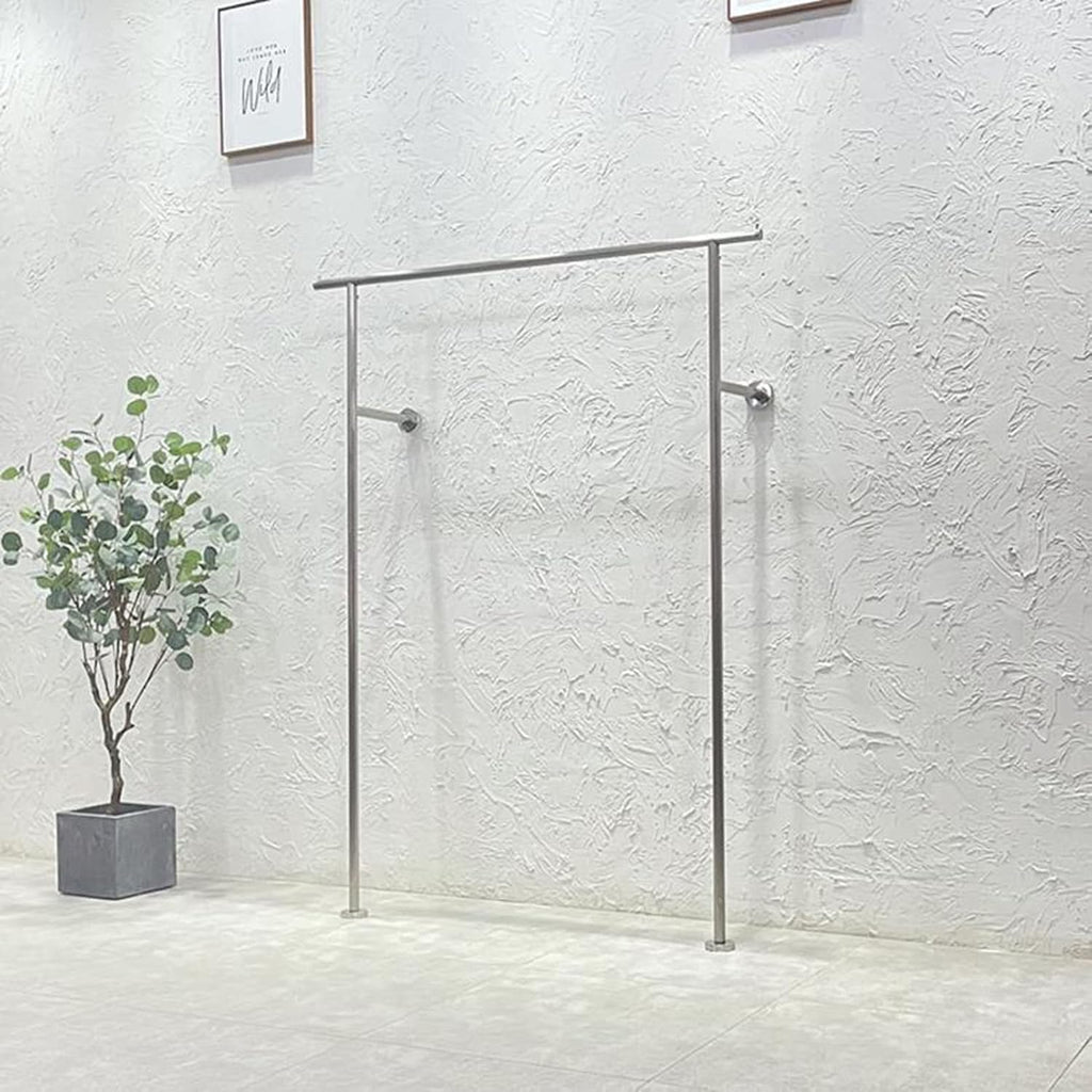 Clothing Store Display Stand Garment Rack, Commercial Clothes Shelves Retail Silver Coat Racks, Heavy Duty Hanging Rod Hangers Industrial Pipe Closet Organizer, Creative（150CM×160CM）