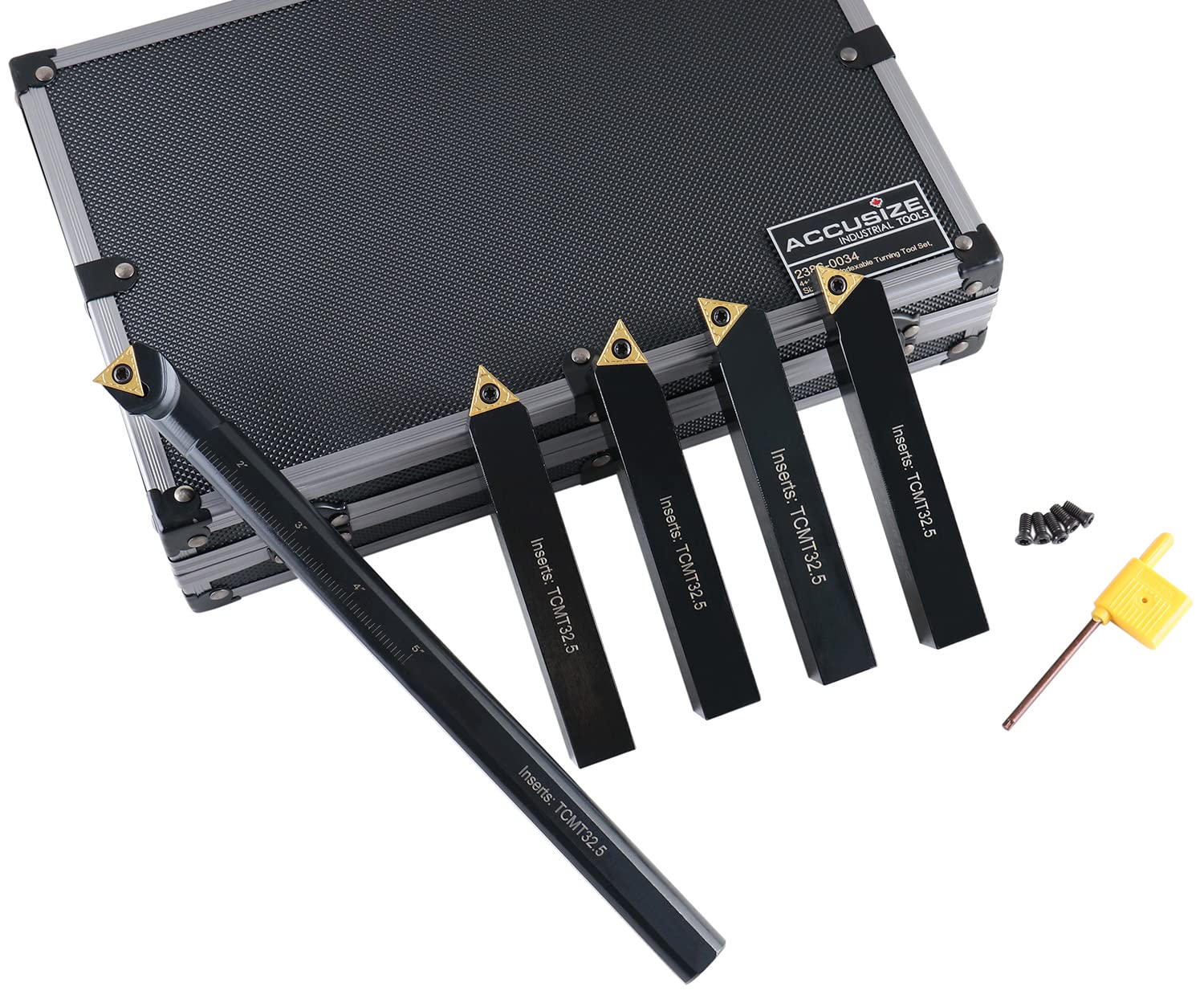 Accusize Industrial Tools Mini Indexable Turning Tool Boring, 3/4 in | Shank Size 3/4 in, Uses TCMT32.5 Inserts, Includes 5 Holders and Boring Bar, 2386-0034