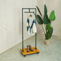 Clothing Store Rolling Garment Rack with Wheel,Industrial Pipe Clothing Storage Display Rack,Floor-Standing Hanging Rods Hangers Clothes Shelves (Black)