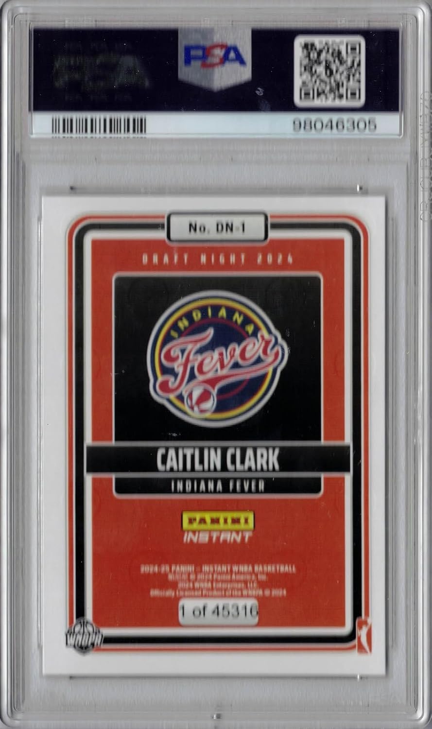 2024 Panini Instant Draft Night WNBA Basketball #DN-1 Caitlin Clark Rookie Card Graded PSA 9 Mint