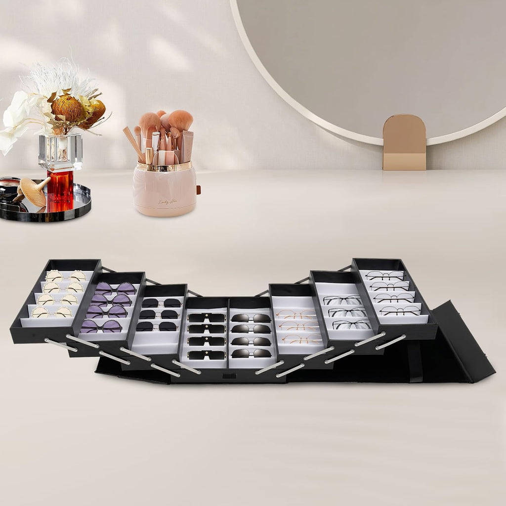 Sunglasses Organizer, 48 Slot Multiple Eyeglasses Display Case, Lockable Eyewear Storage Box for Luxury Accessory, Watches, Jewelry, Home Decor, Commercial Use