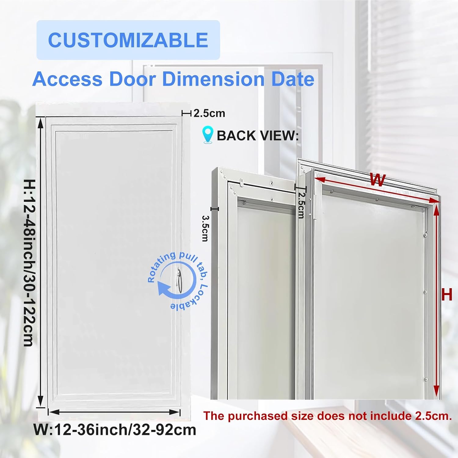 36x44inch - Access Doors - Aluminum Inspection Hatch for Drywall - Access Panel with Vent - White - Gas Water Electricity Service Inspection Hatch Cover, Revision Door(36x44in/92x112cm)